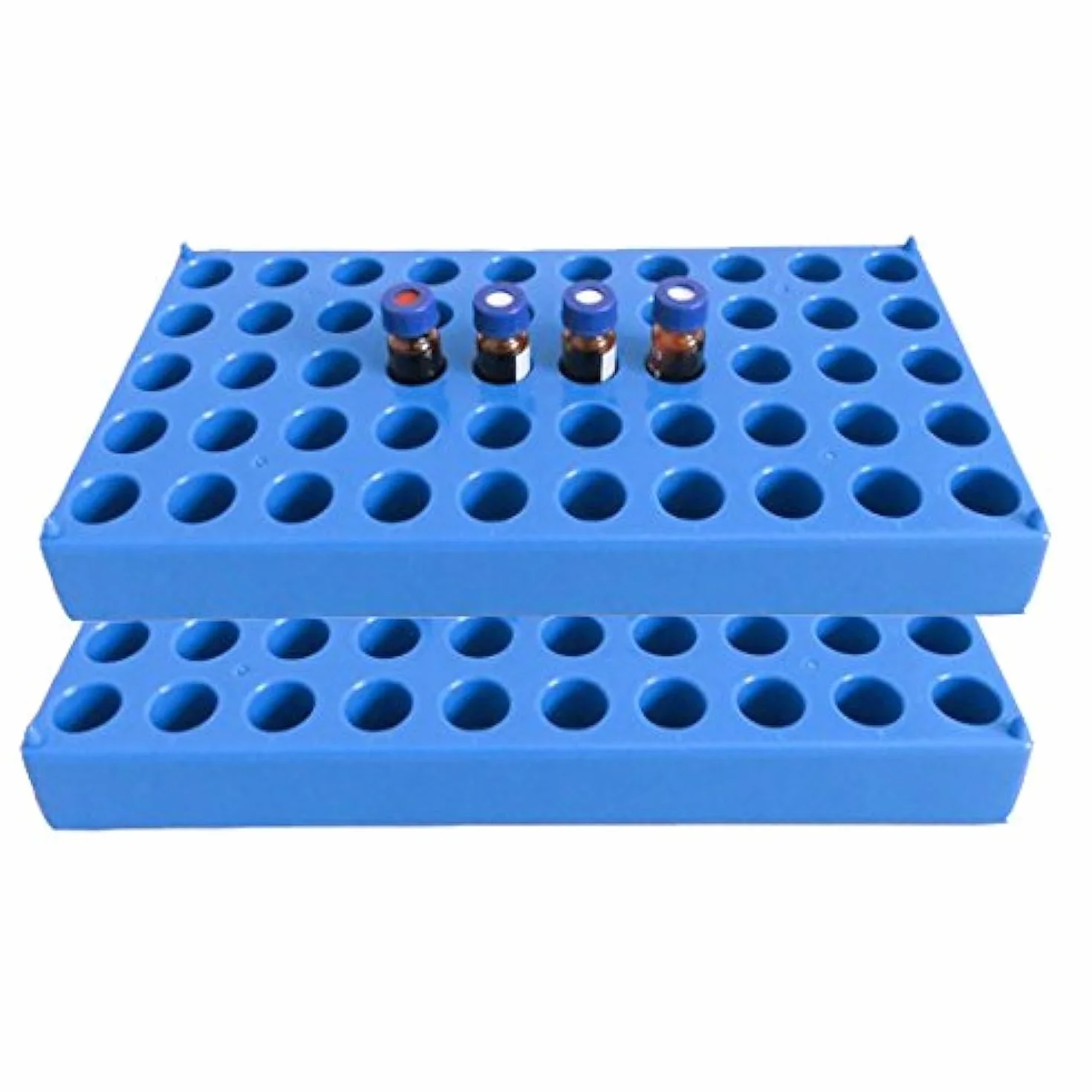 MUHWA Gradilla para Viales 50 Posiciones 12 mm Ø Apilable Azul