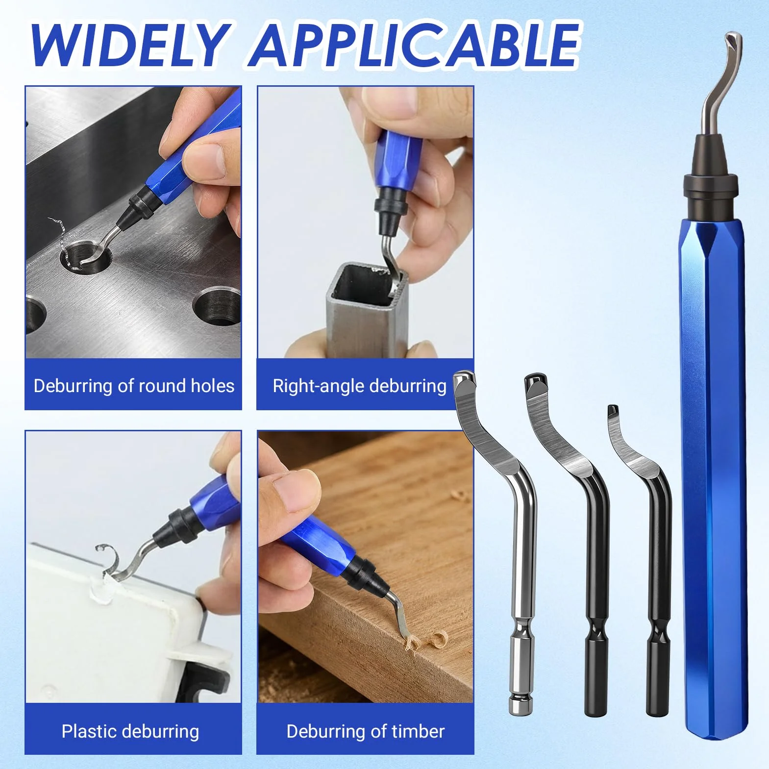 Kit de Desbarbado Manual con 10 Cuchillas, 5 Limas y Alicate de Corte para Metal, Plástico, Resina