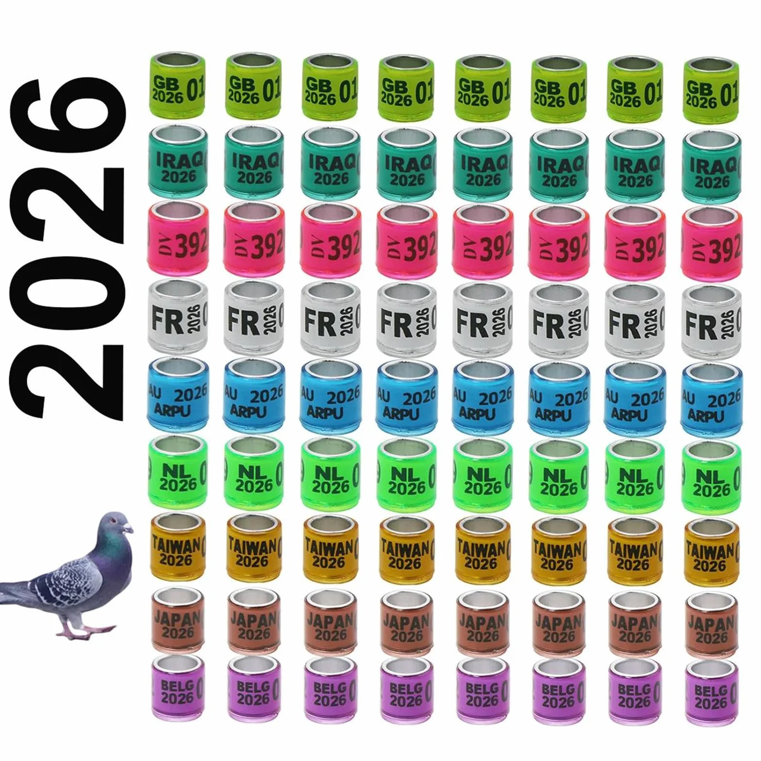 Anillos de plástico de aluminio 2026 para patas de paloma, etiquetas de identificación 8mm
