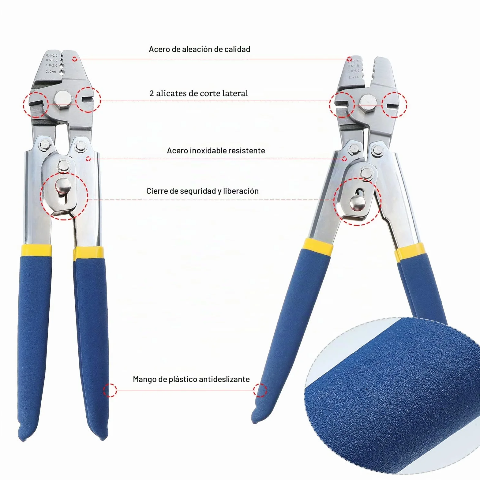 Engarzadora de cuerda de alambre 151 piezas kit de prensado de doble barril hasta 2,2 mm aluminio