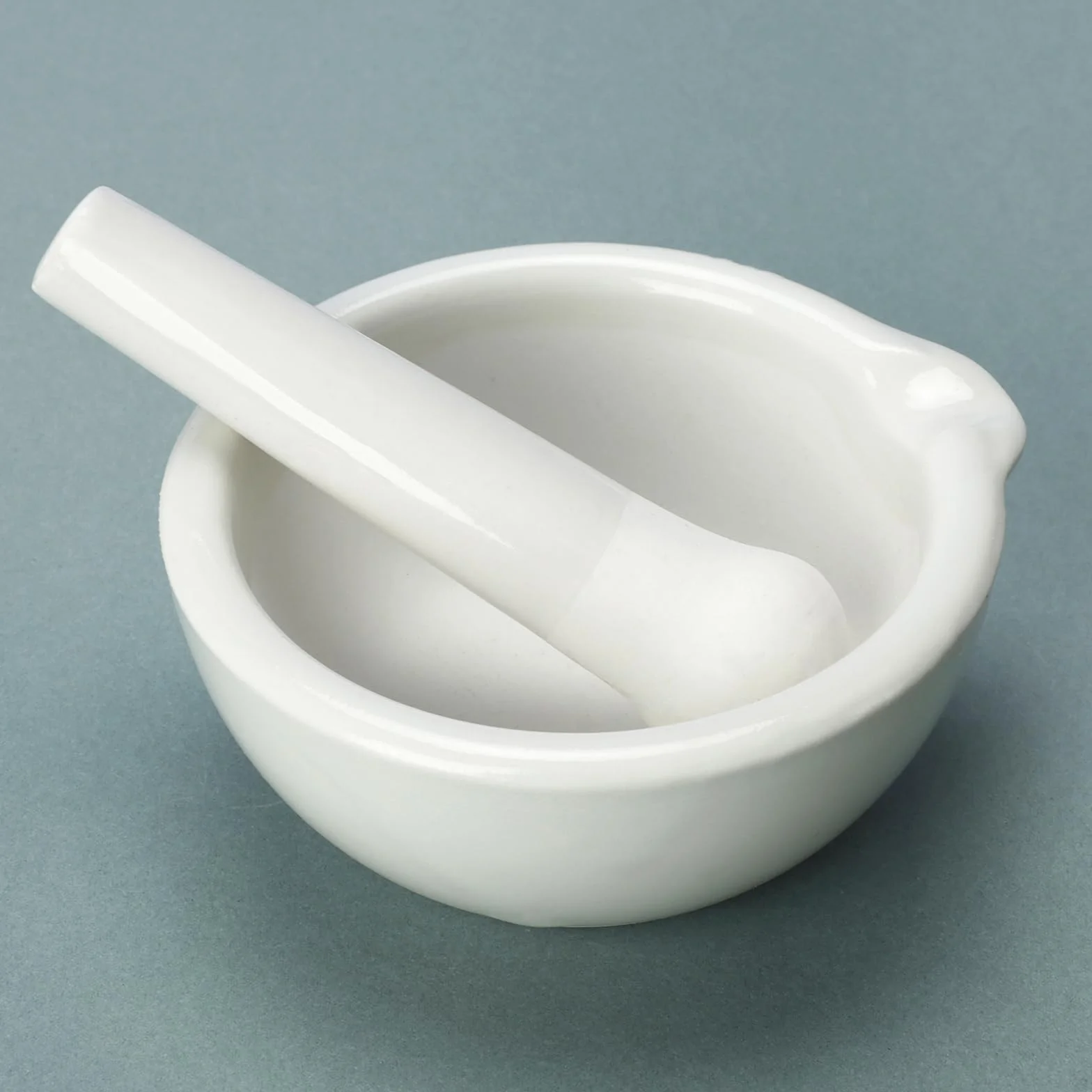 Mortero y Maja de Porcelana 100 mm, Superficie de Molienda Sin Esmaltar, Laboratorio