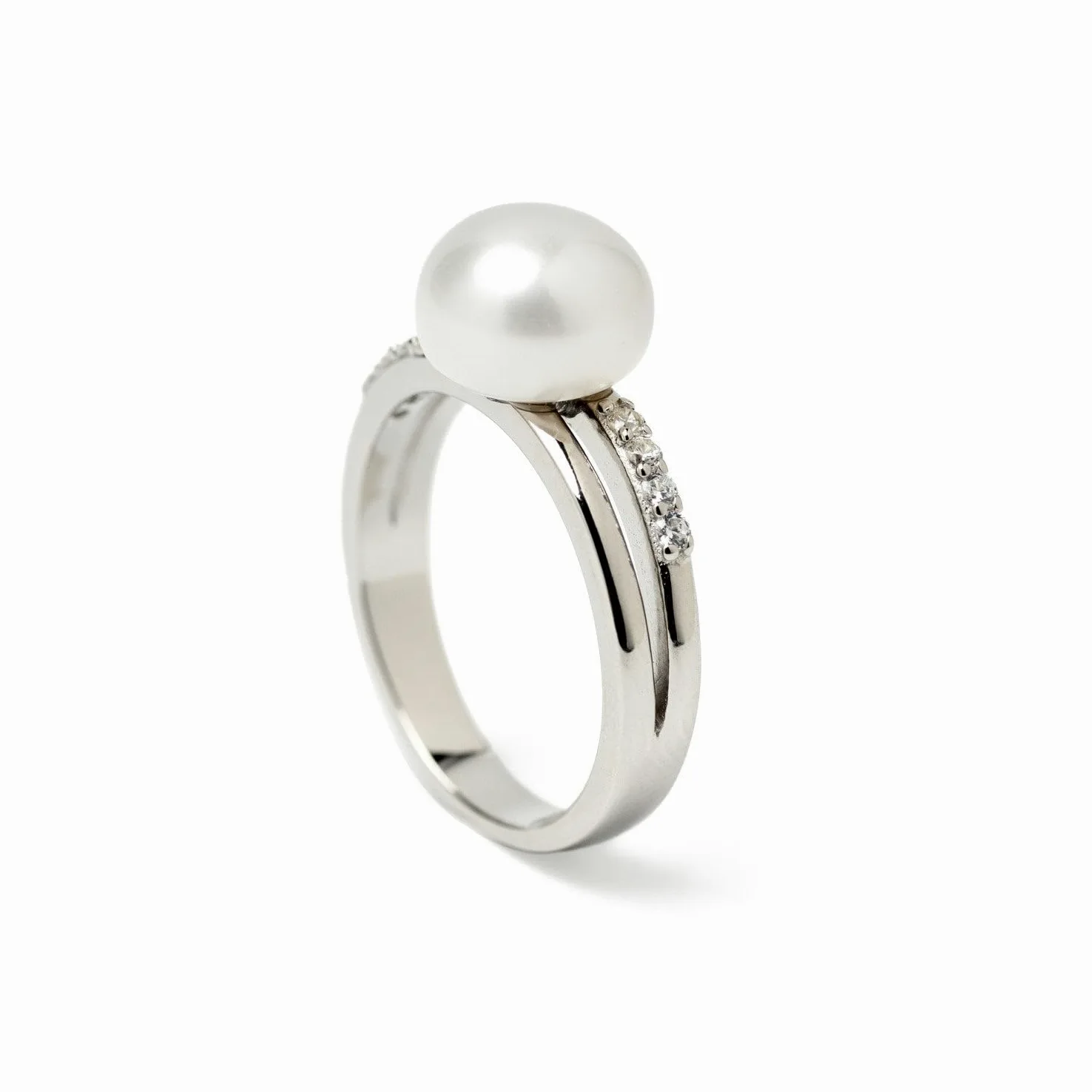 Anillo con Perla Estilo Dobles con circonitas