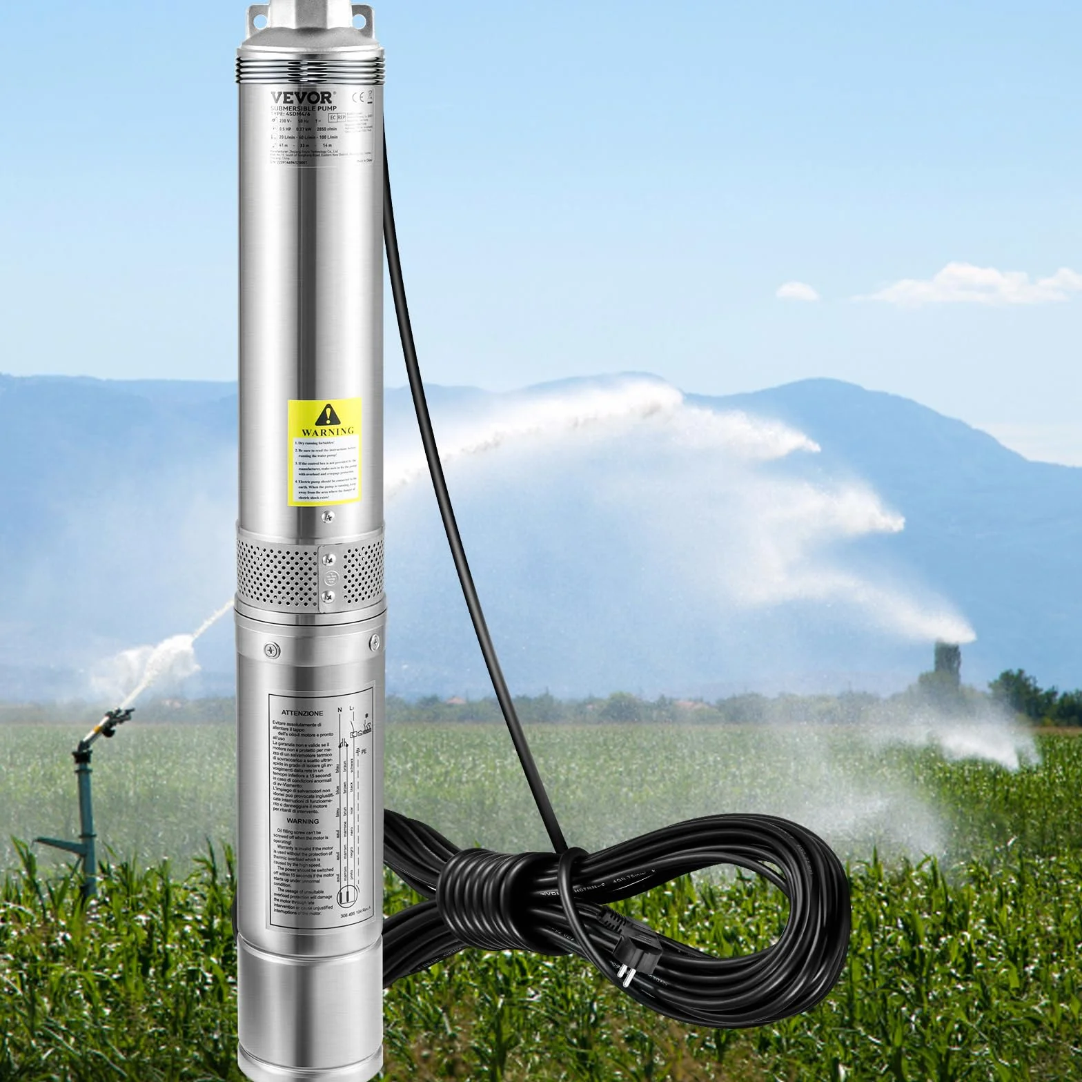 VEVOR Bomba de Pozo Profundo 750 W Sumergible 230V 50 Hz 105 L/min