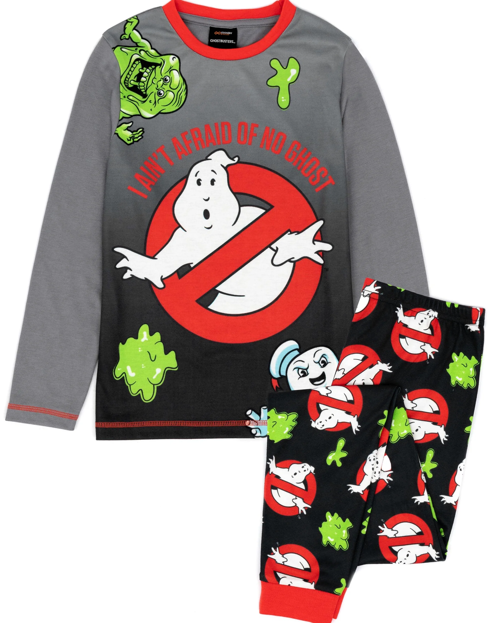 Ghostbusters Pijama para niños y niñas, diseño de fantasmas gris y negro