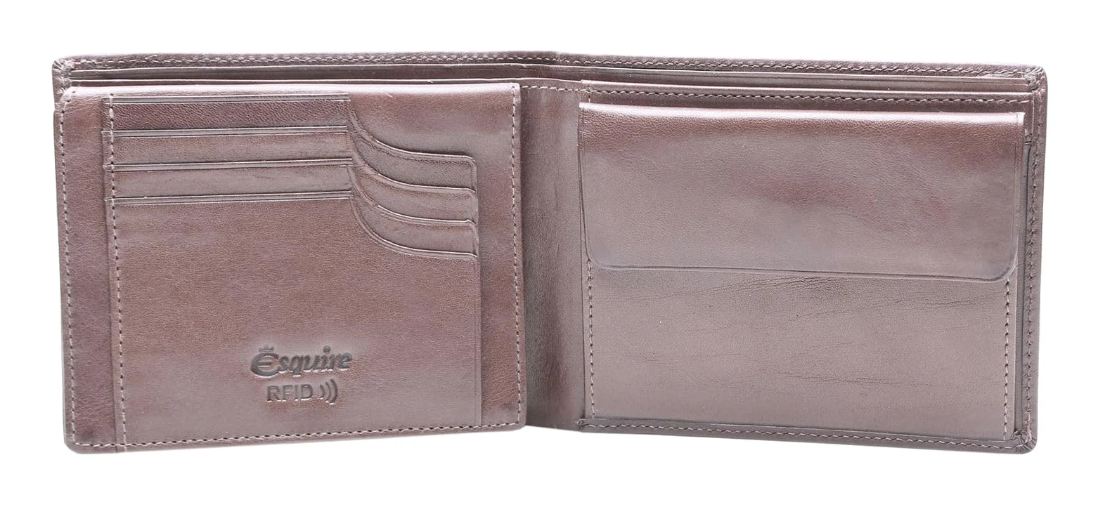 Esquire - Cartera para Hombre de Piel Marrón marrón