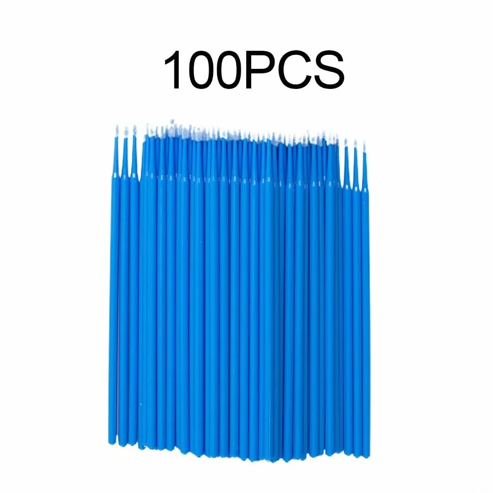 Pinceles de pintura 100pcs Aplicadores dentales con fibras de pelusa para retoque (azul)