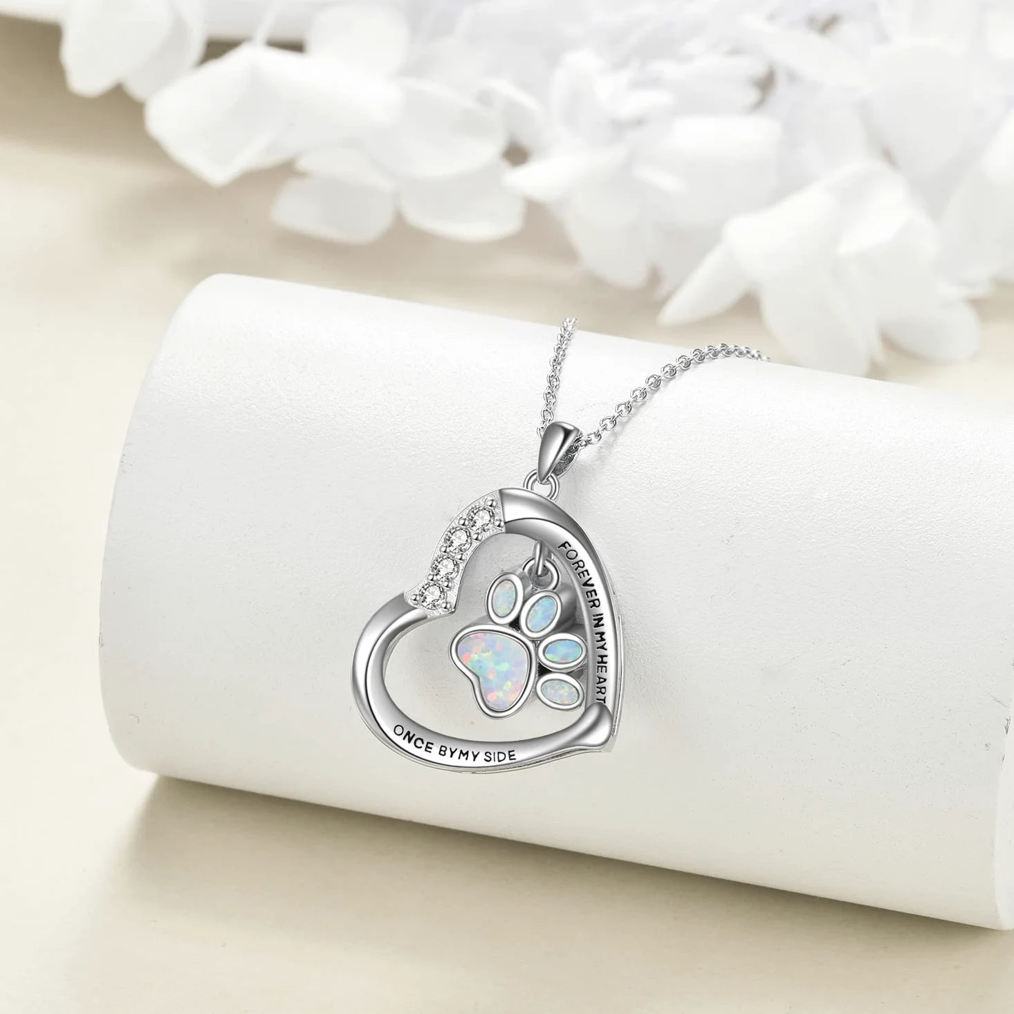 YFN Collar de plata de ley con estampado de pata, colgante de perro, gato, gato, perro, conmemorativo, regalos para mujeres y niñas, Normal, Plata esterlina, Sin piedra preciosa