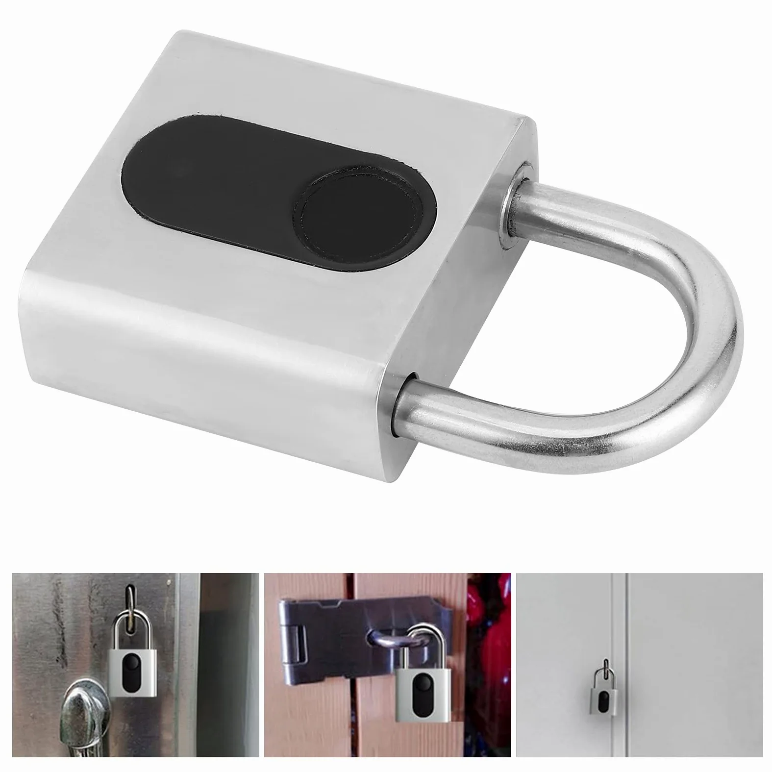 Candado Inteligente con Huella Dactilar, Cerradura de Aplicación Bluetooth Impermeable, Seguridad Antirrobo para Equipaje, Bicicletas, Gabinete - Aleación de Zinc, 1 Unidad