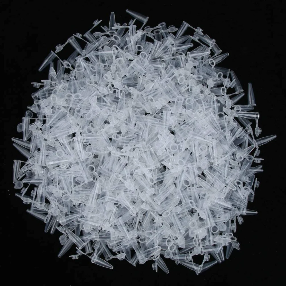HUAZIZ Tubos de Ensayo 0,2 ml 500 pcs Polipropileno Graduado Plástico Centrífuga Vials con Tapa Plana