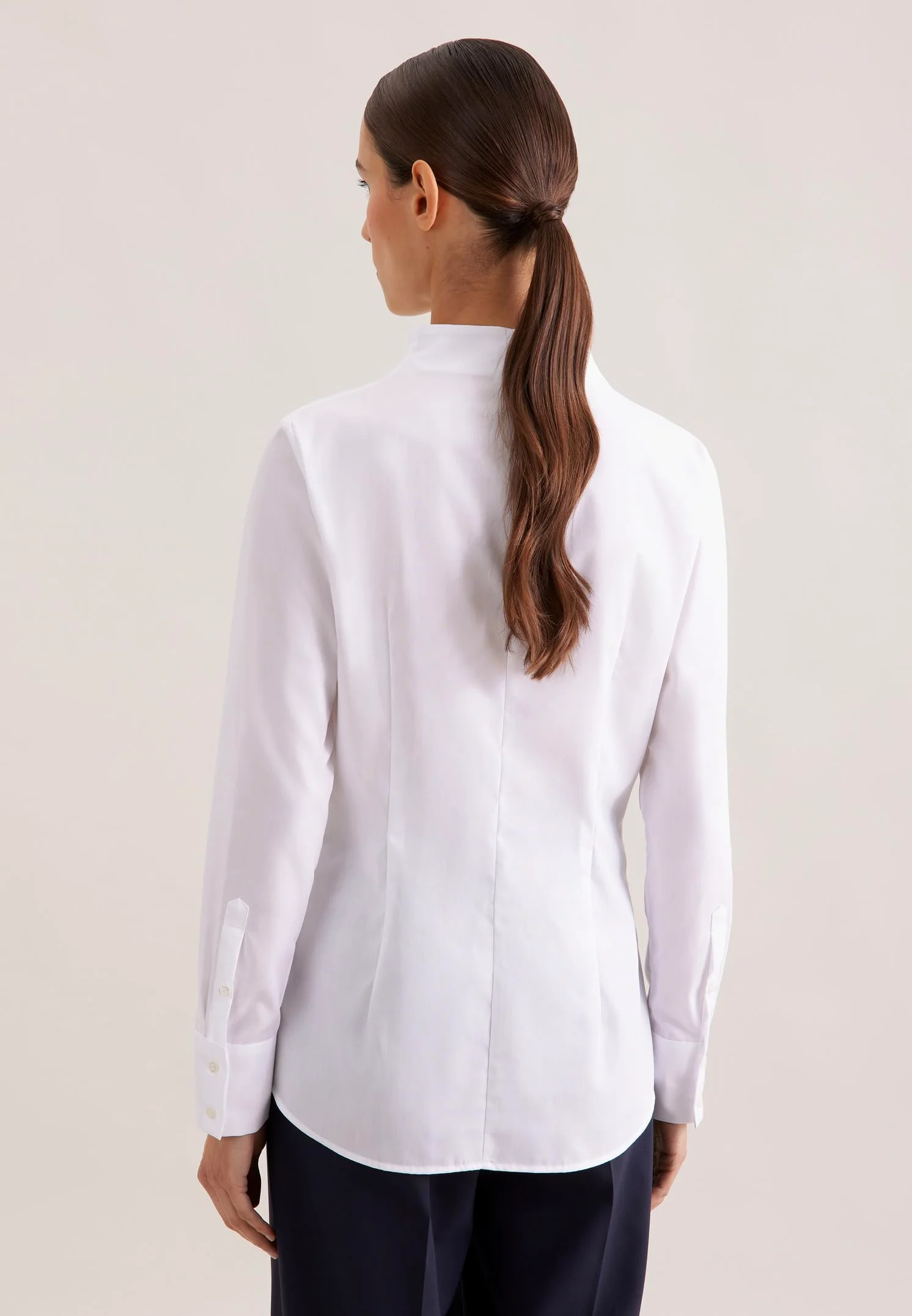 Seidensticker Blusa Cuello Copa Manga Larga Slim Fit Uni Sin Plancha Blusa Mujer (Pack de 1)