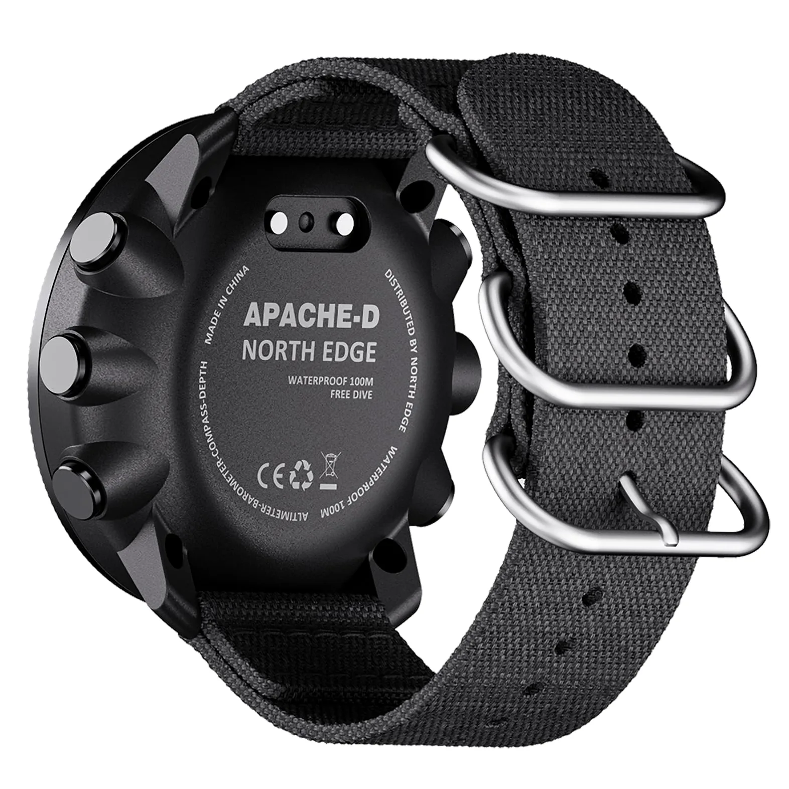 NORTH EDGE Apache-D Reloj de apnea para Hombre, 50 m, Recargable | 10 ATM de resistencia al agua, brújula digital, altímetro, barómetro, temperatura del agua y registro de inmersiones