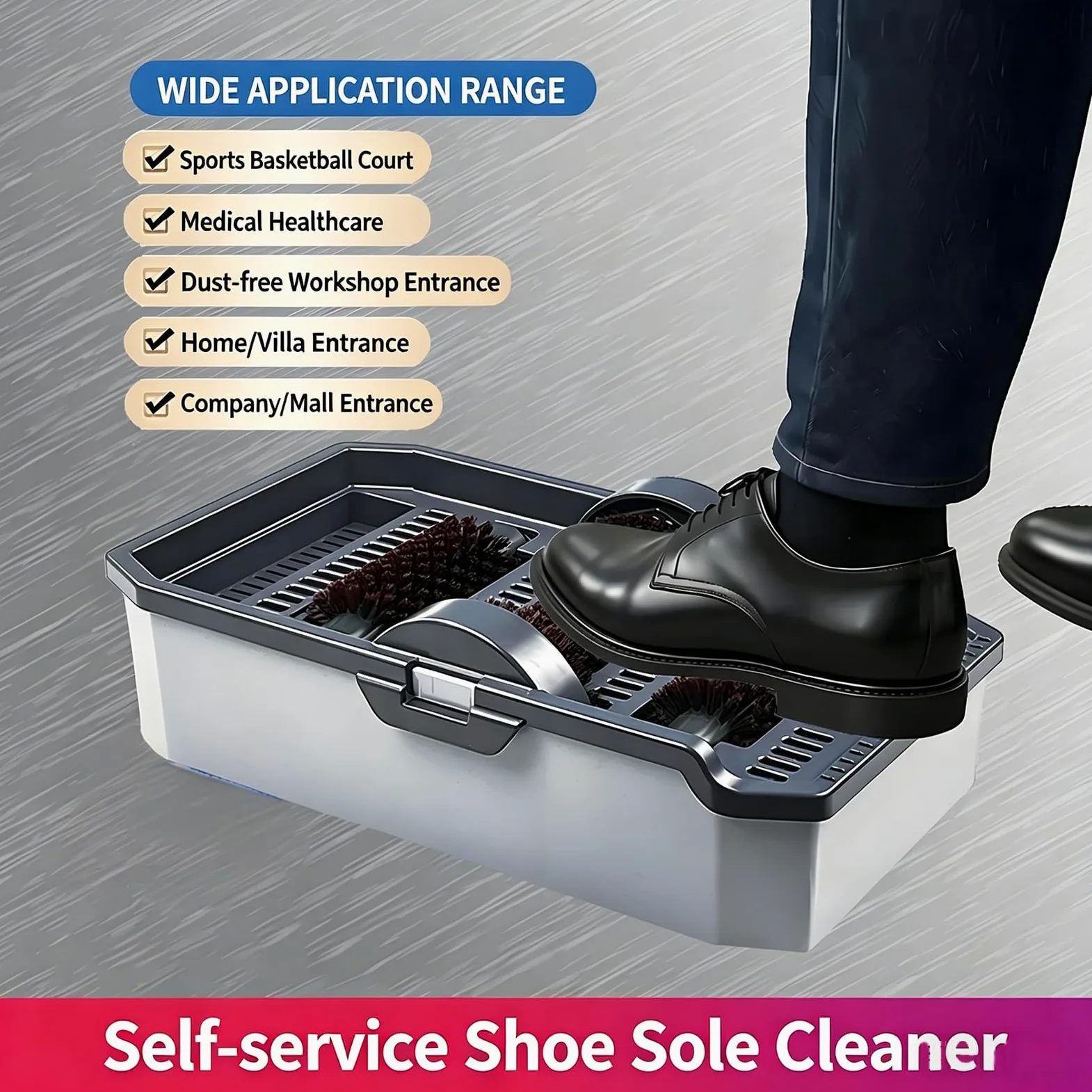 Máquina de limpieza de suela de zapatos, tapete de autoservicio para zapatos, con tapete absorbente, no necesita energía, cepillos de lavado de calzado para el hogar, oficina, entrada comercial