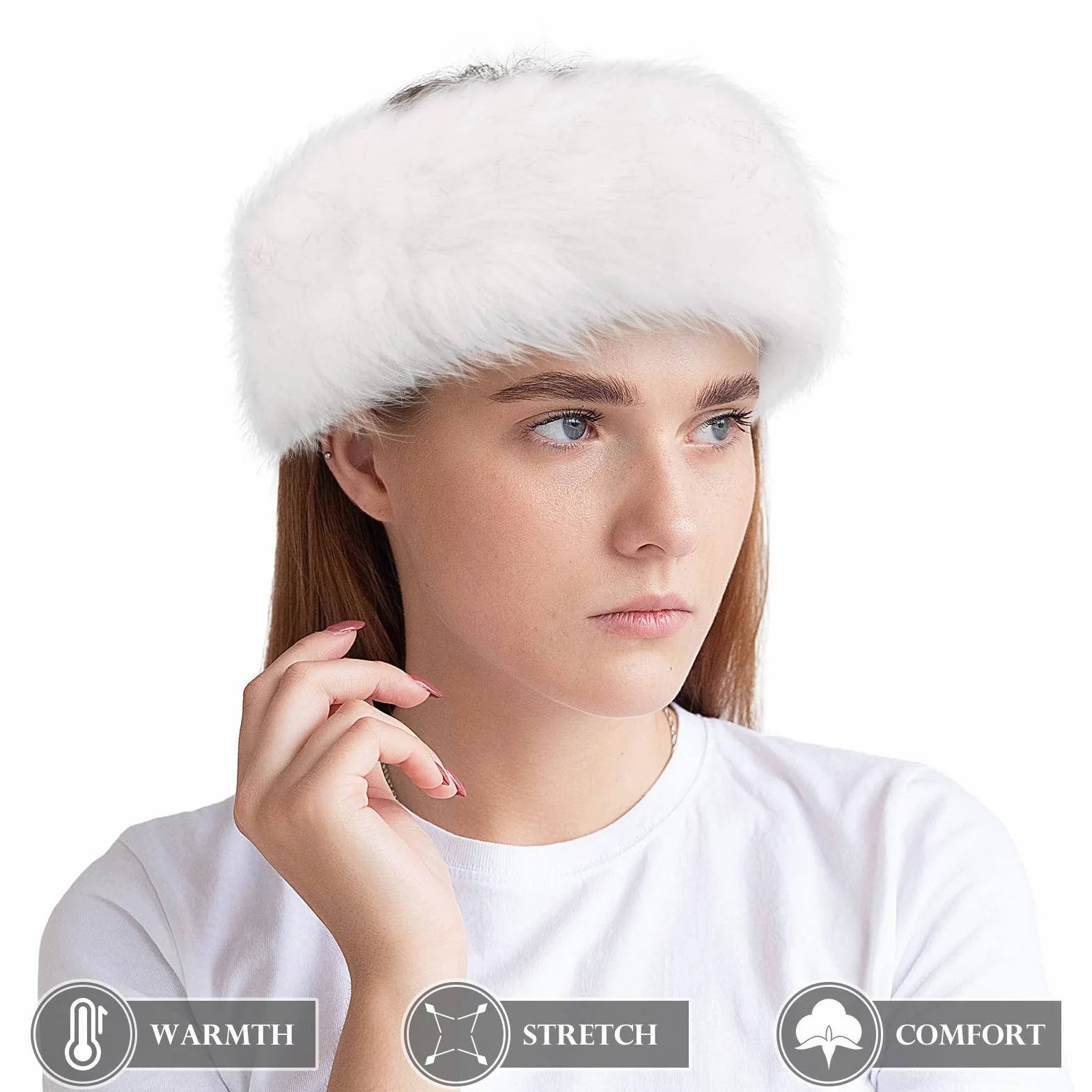 WLLHYF Diadema de piel sintética para mujer, calentador de orejas de invierno, gorro de esquí