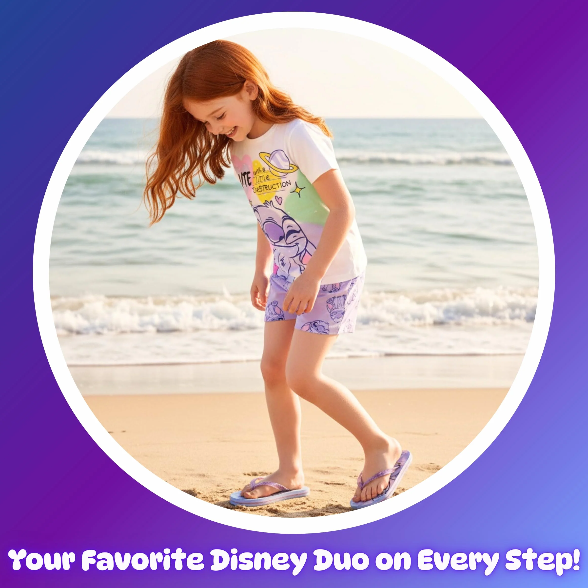 Disney Stitch y Angel Chanclas para Niñas, Sandalias de Verano, Regalo Niñas, Tallas EU 28 a 35
