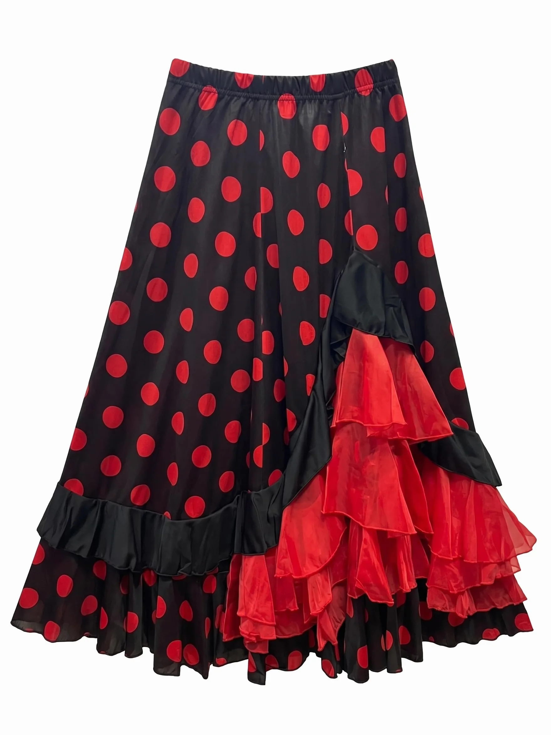 Carnavalife Falda Flamenca Baile sevillanas, Falda de Baile Flamenco, Volantes en Capas diseño asimétrico, Traje Feria, romería, espectáculo