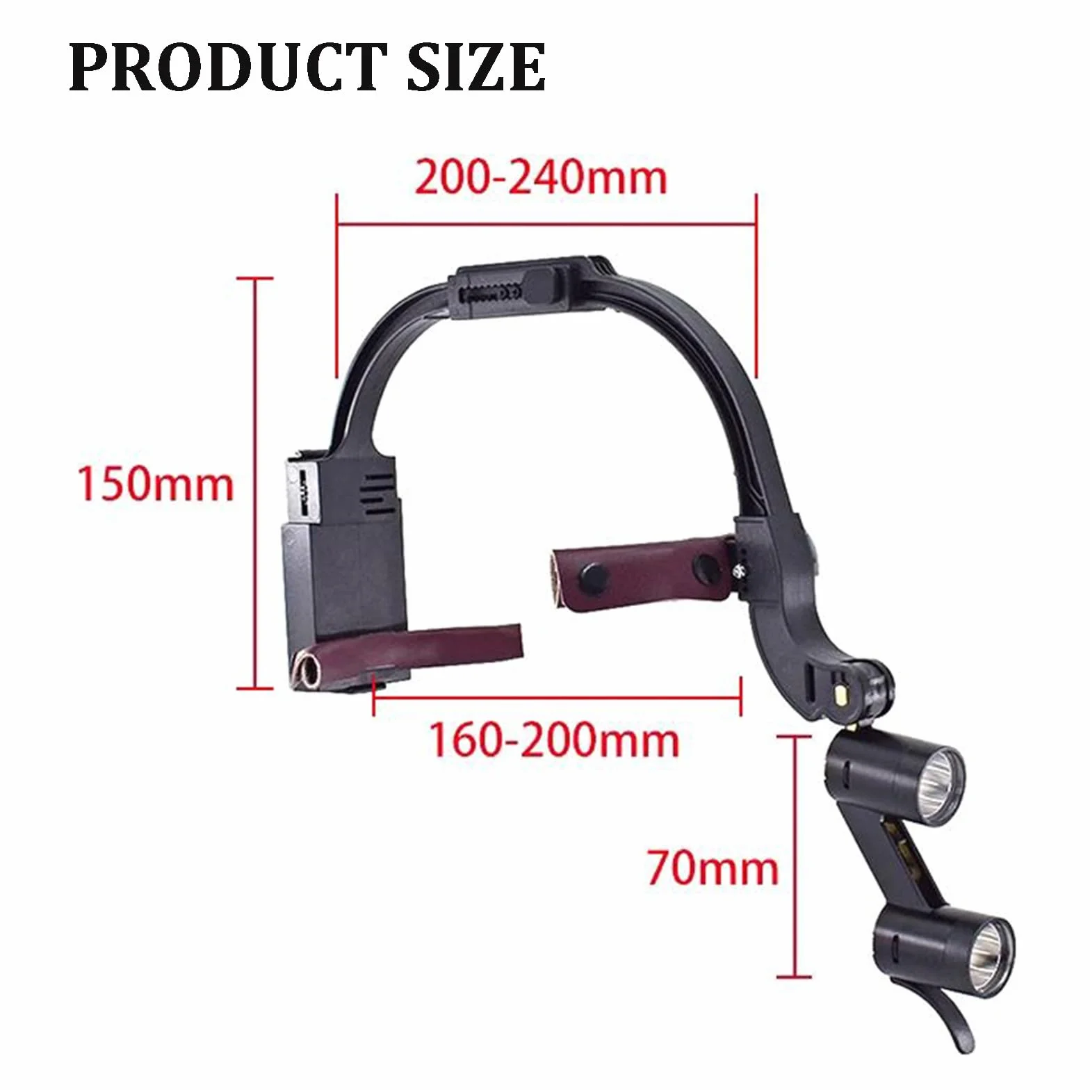 Lupa quirúrgica dental binocular con faro LED 2.5X 3.5X montada en diadema