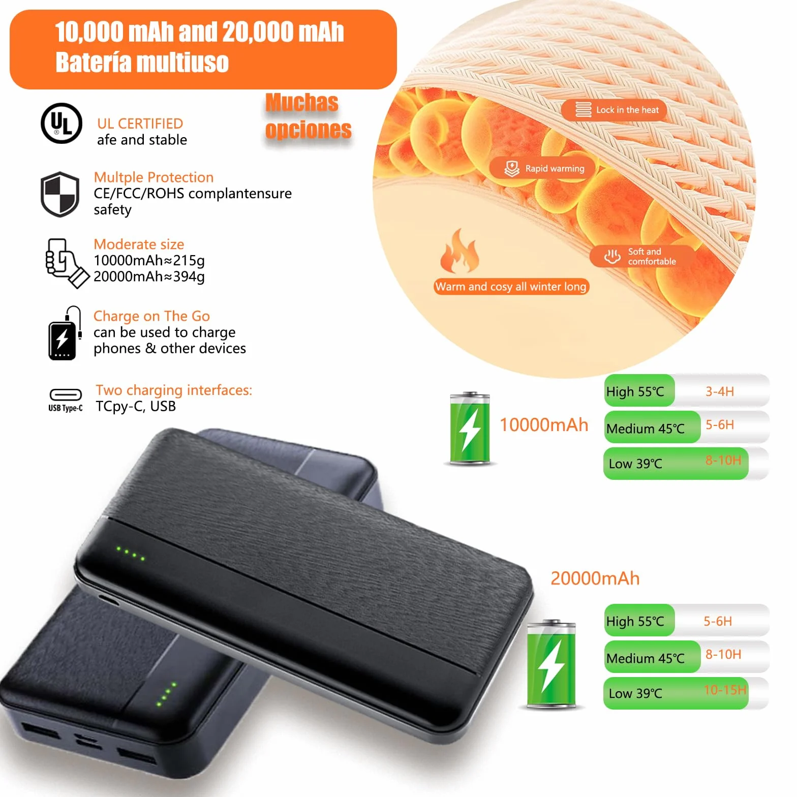 Ahigh Chaleco Calefactable hombre mujer, Chaleco Termico con Bateria, Chalecos Calefactables 9 Zonas de Calentamiento y 3 temperaturas ajustables, Chaleco calefactable para actividades al aire