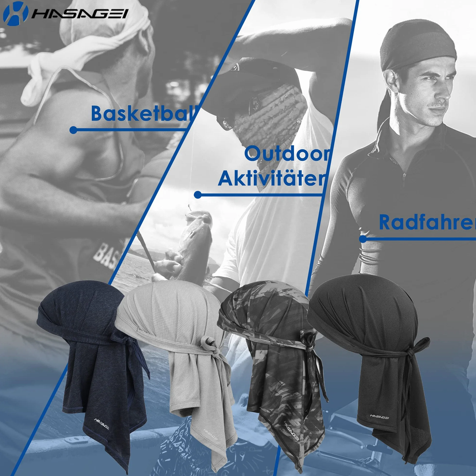 HASAGEI Bandana Transpirable De Secado Rápido - Pañuelo Cara Elástico Para Hombre - Durag Deportivo