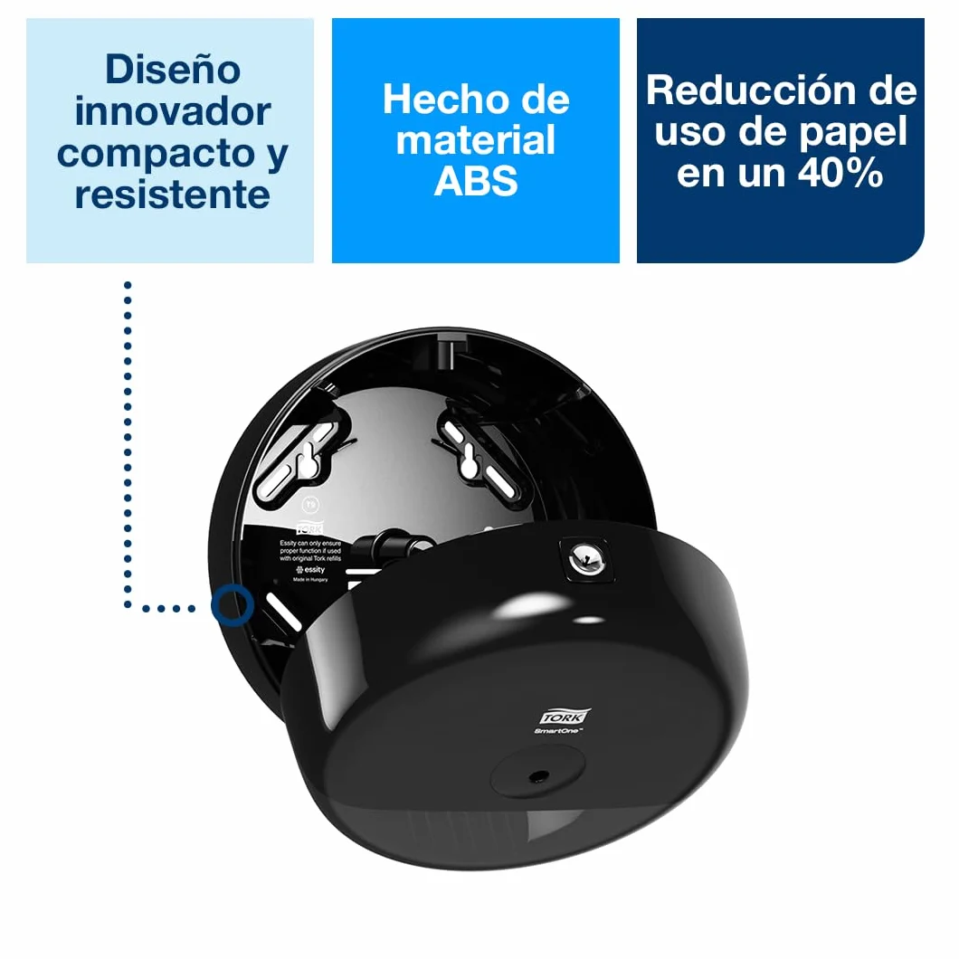 Tork SmartOne Mini Dispensador de Papel Higiénico Negro T9 681008 Alta Capacidad