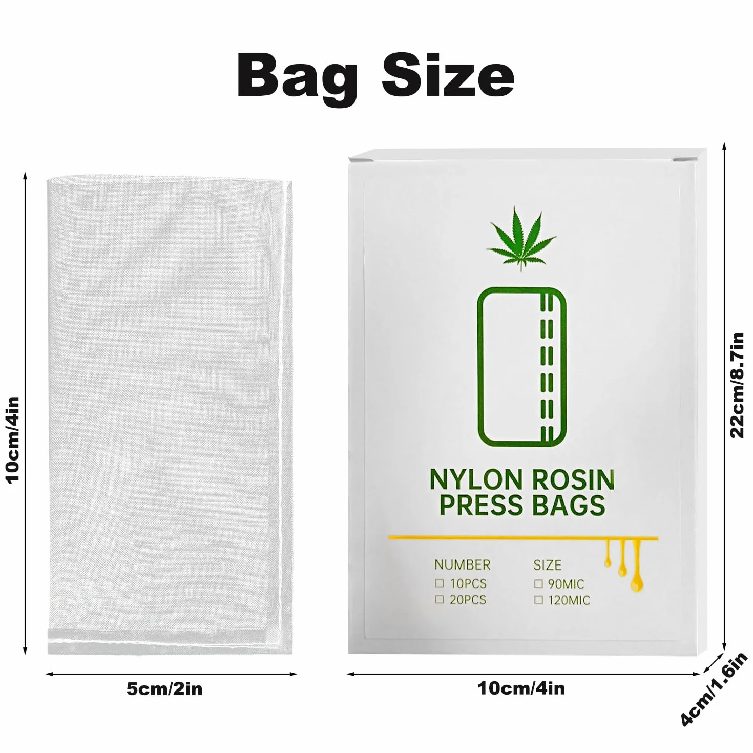 Bolsas de prensa de resina de Nylon 5x10cm - Doble costura, filtro de malla de alta resistencia para extracción de aceite