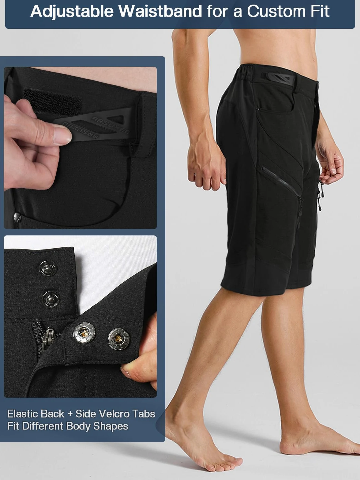 ARSUXEO Pantalones Cortos de Ciclismo para Hombre MTB Culotte Pantalón Corto de Ciclismo BTT Resistente al Agua 1903 D