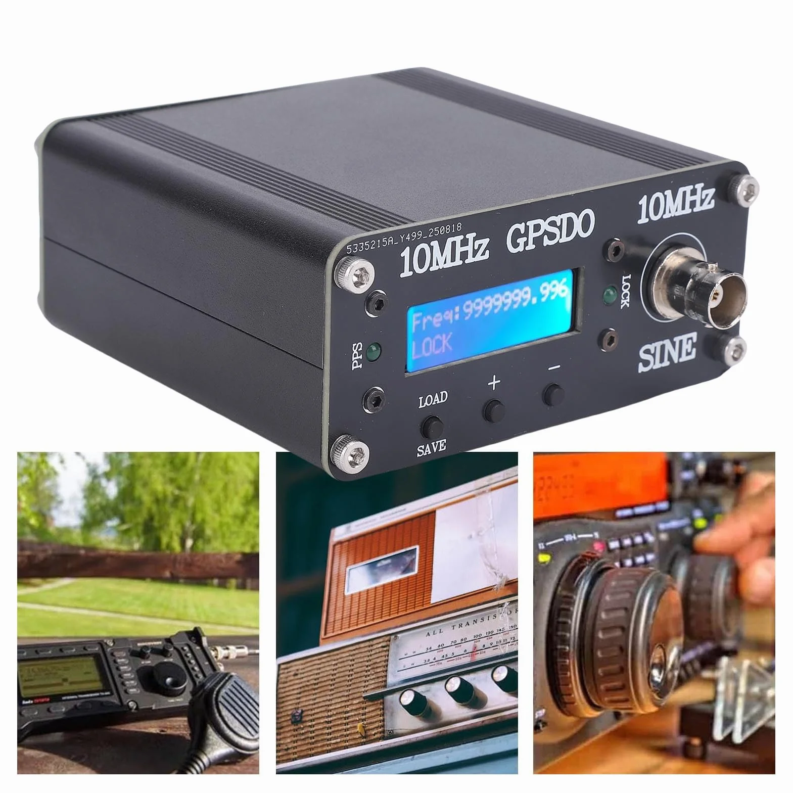 Jectse Oscilador Disciplinado GPS Portátil, Reloj GPSDO OCXO 10MHz Fuente de Señal Salida Cuadrada DC12V