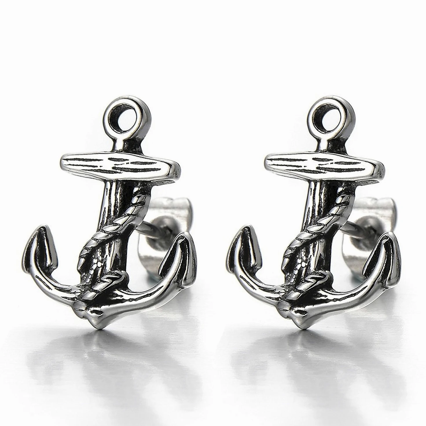 Ancla Unisex Pendientes de Hombres de Mujer, Acero Inoxidable, 2 Piezas