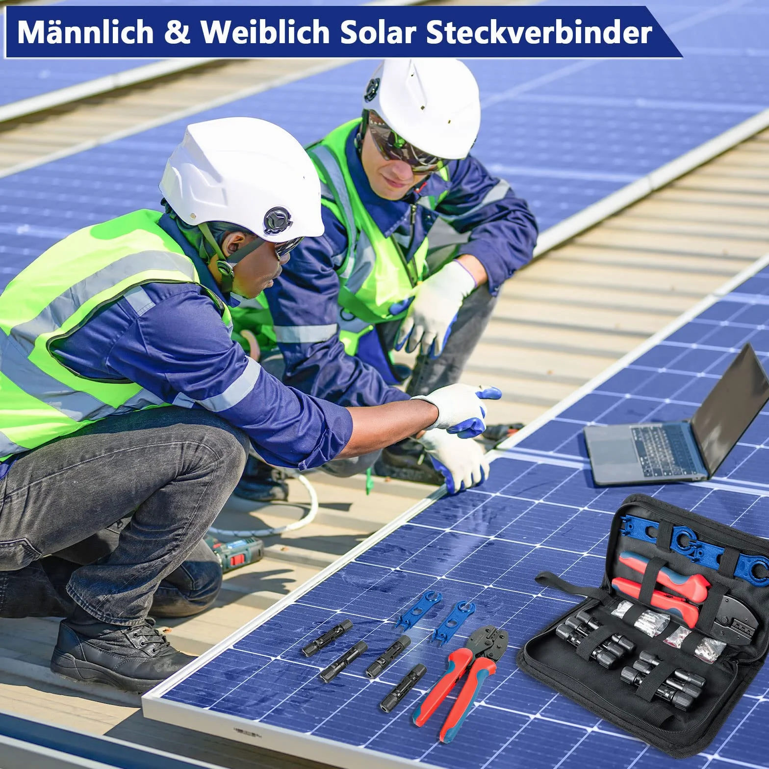 EIEVEY Alicates Engarzadores Solares Kit para Cables PV 2.5/4/6mm²