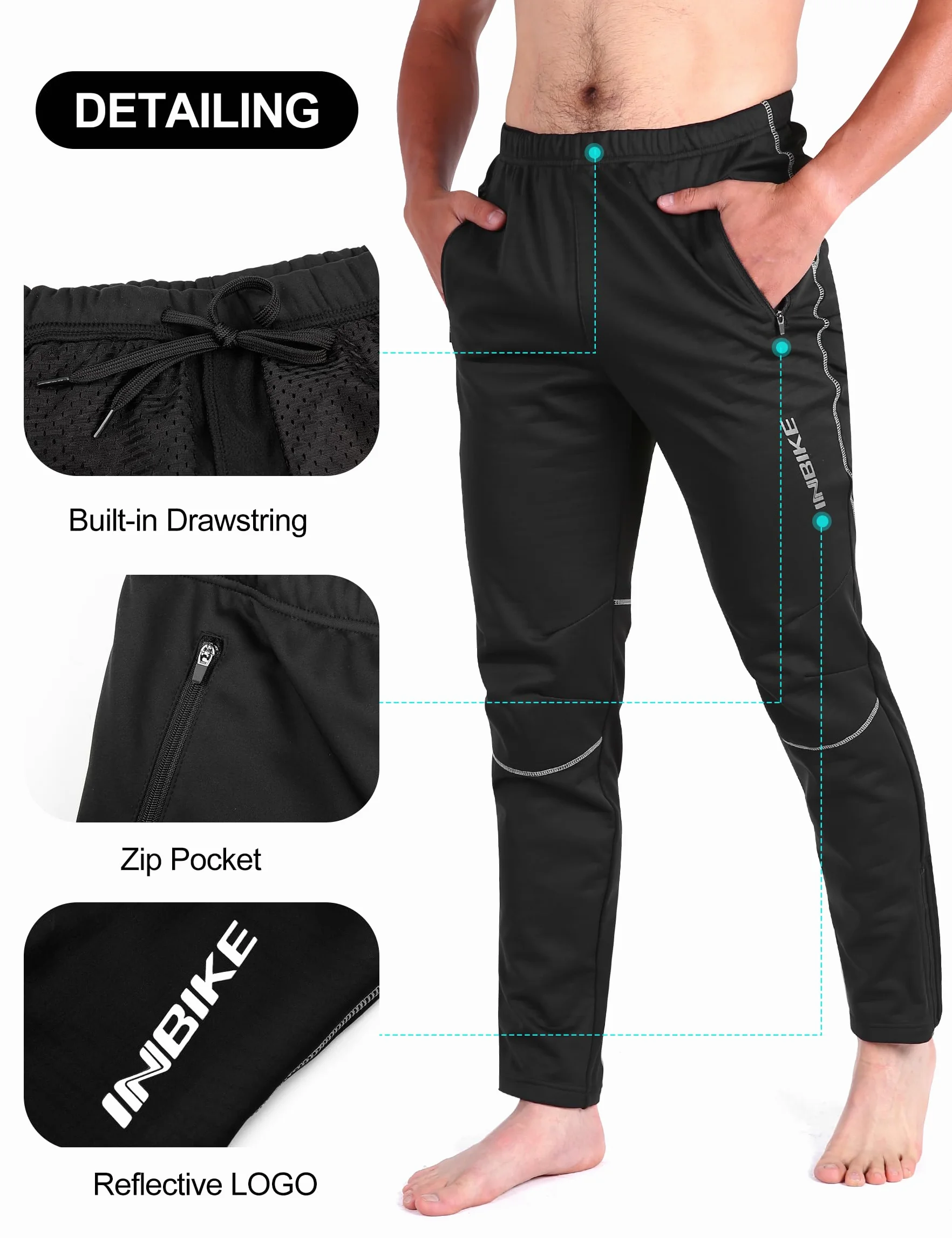 INBIKE Pantalon Largo Ciclismo Invierno Hombre Impermeable Montaña Senderismo Trekking