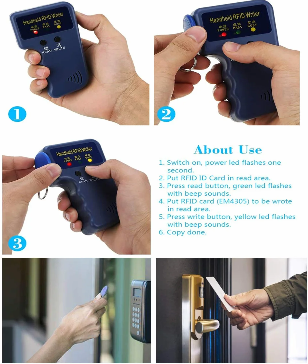 LUCINE 100 unidades 125 KHz RFID Llaveros TK4100 EM4100 para control de acceso