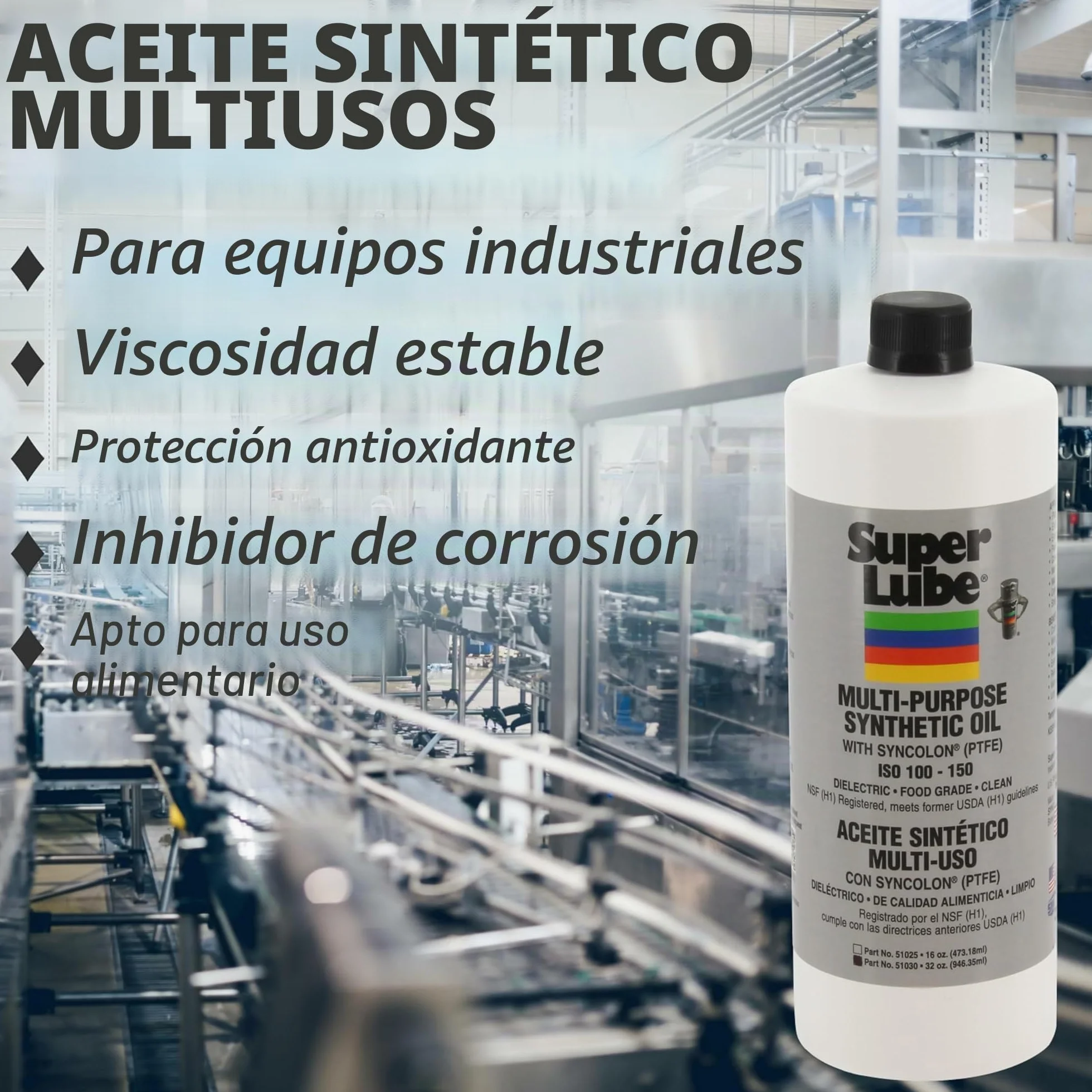 Super Lube 51004 aceite sintético con PTFE, alta viscosidad, 4 oz