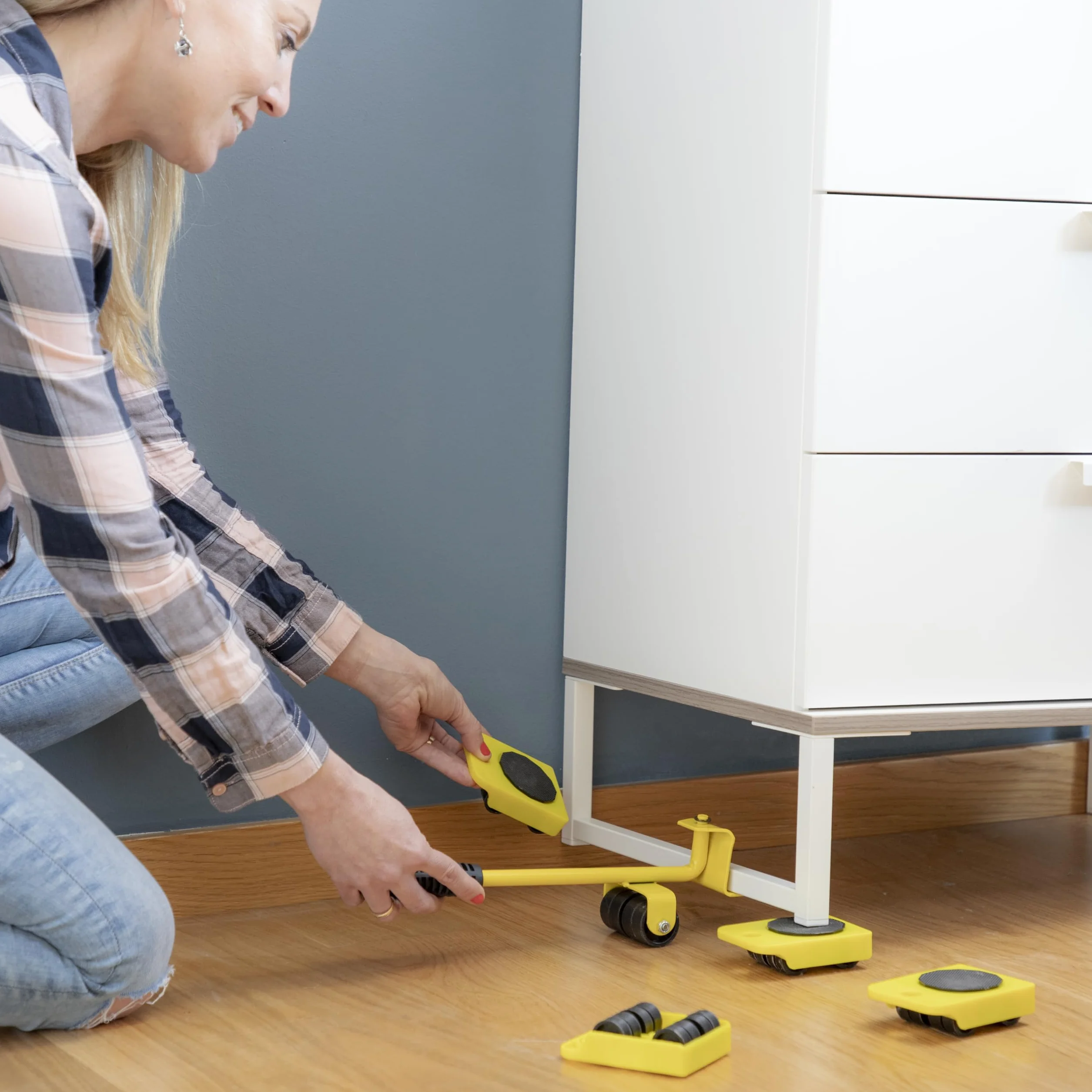 InnovaGoods HeavEasy Set Elevación Transportador Muebles Ruedas 5 Piezas Aprox. 35x9x10 cm