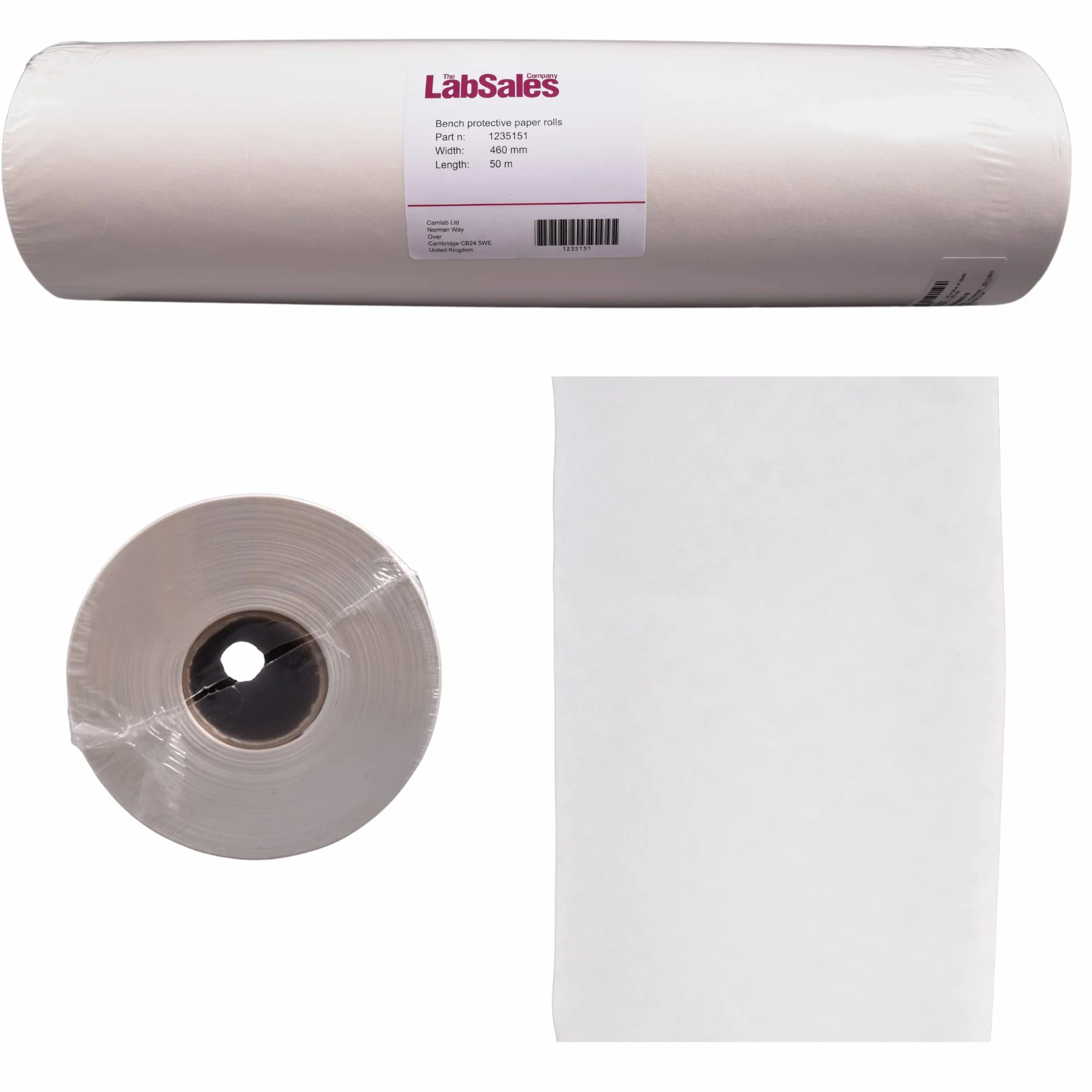 Rollo de papel protector de banco de laboratorio 460 mm x 50 m, doble barrera, absorbe derrames de líquidos