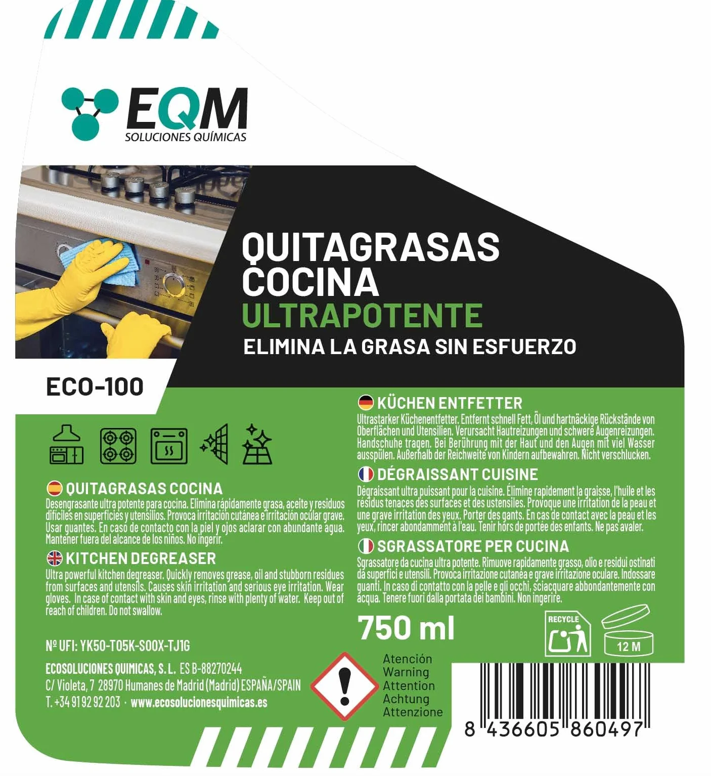 EQM ECO-100 Desengrasante Concentrado 750 ML