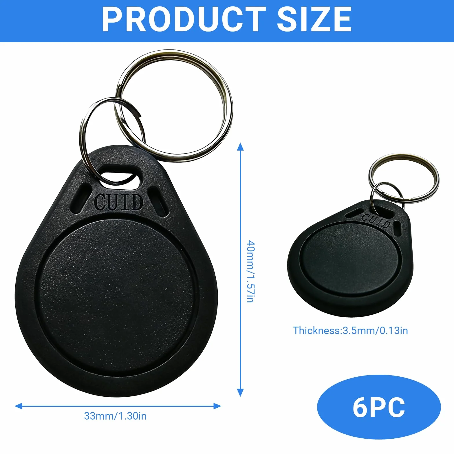 Llaveros RFID 13.56MHz CUID Programables UID Modificable Control Acceso Negro