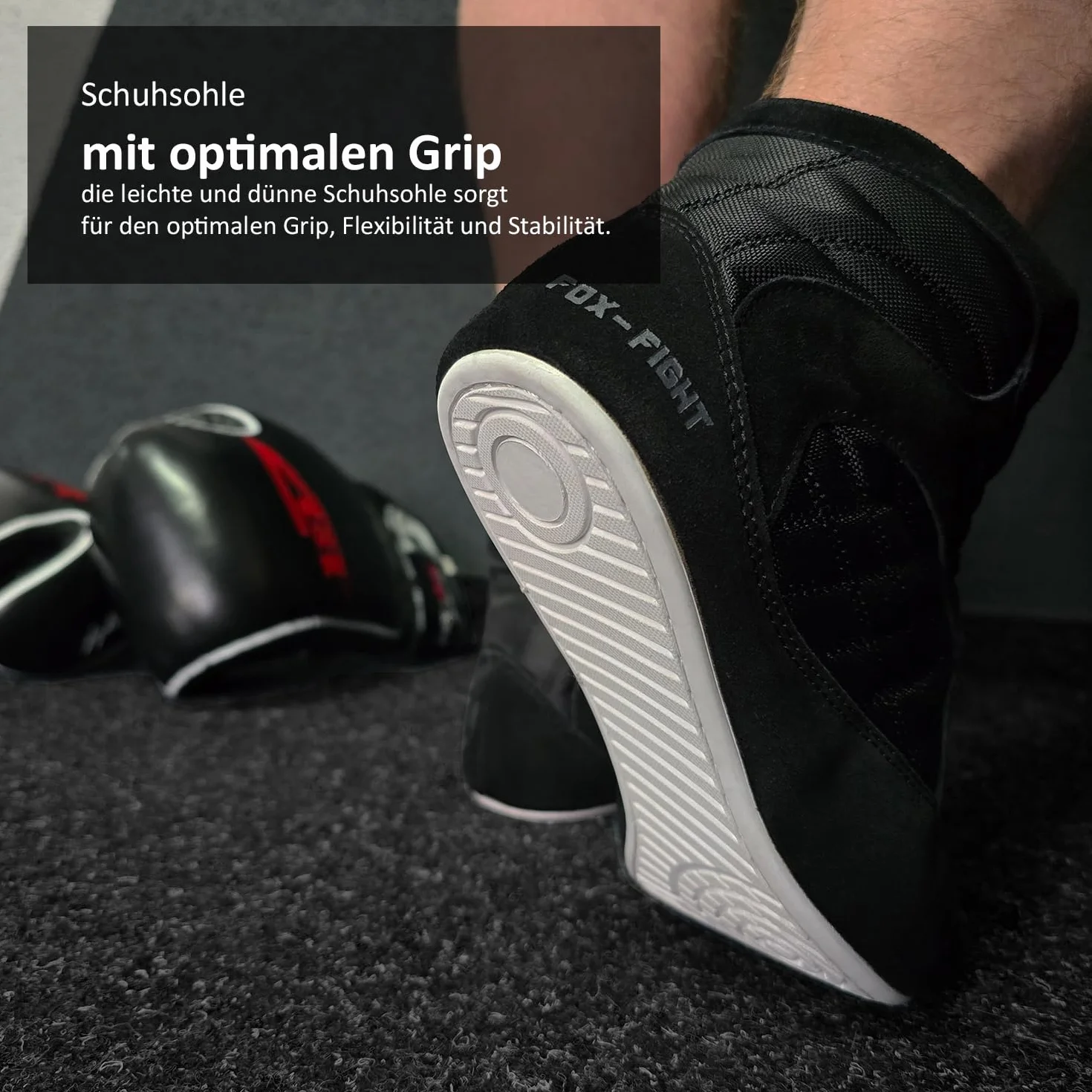 Zapatills de FOX-FIGHT para deportes de lucha, rings, fitness, color Negro, talla