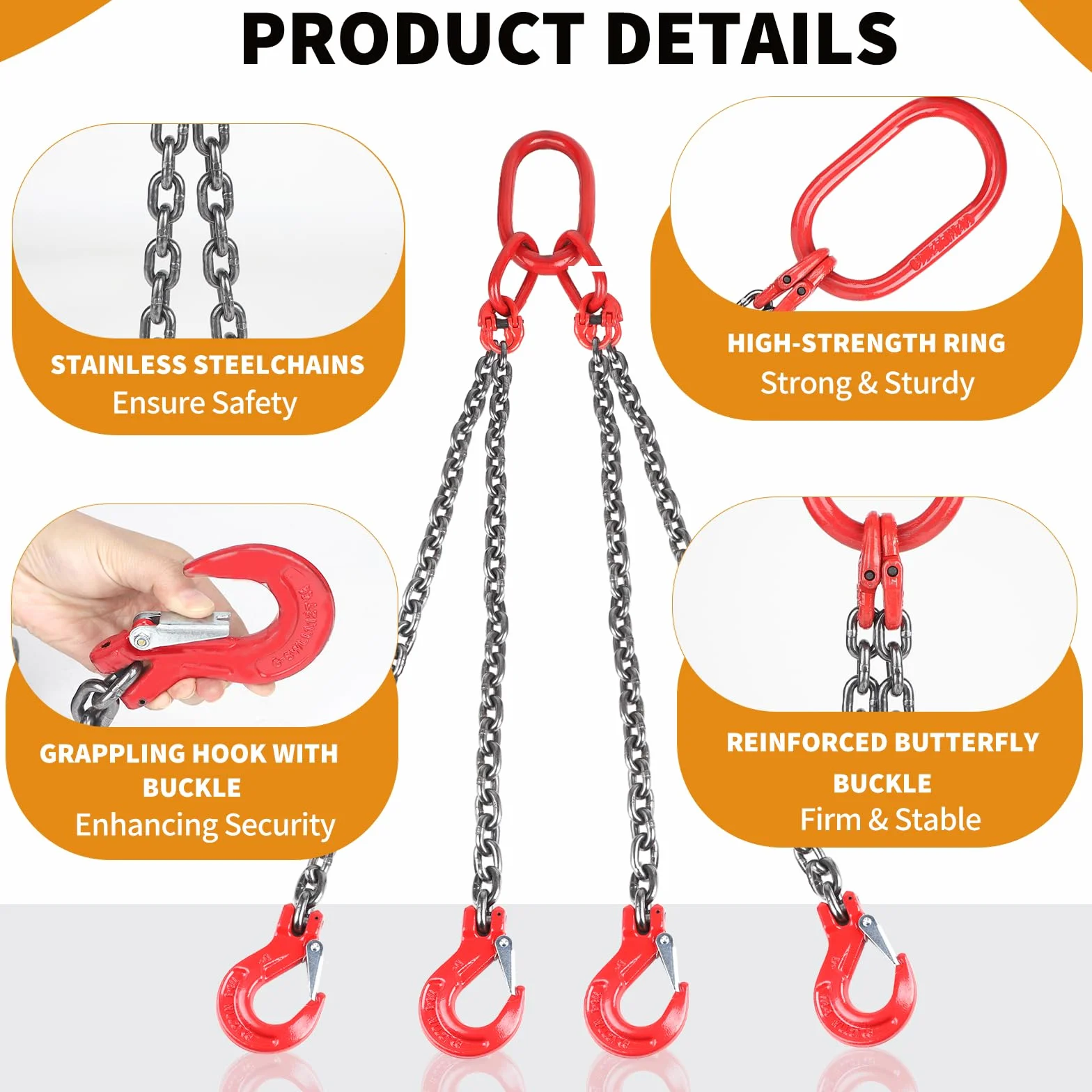DBREAKS Cadena colgante de 4 hilos 2m x 6T forestal G80 elevación