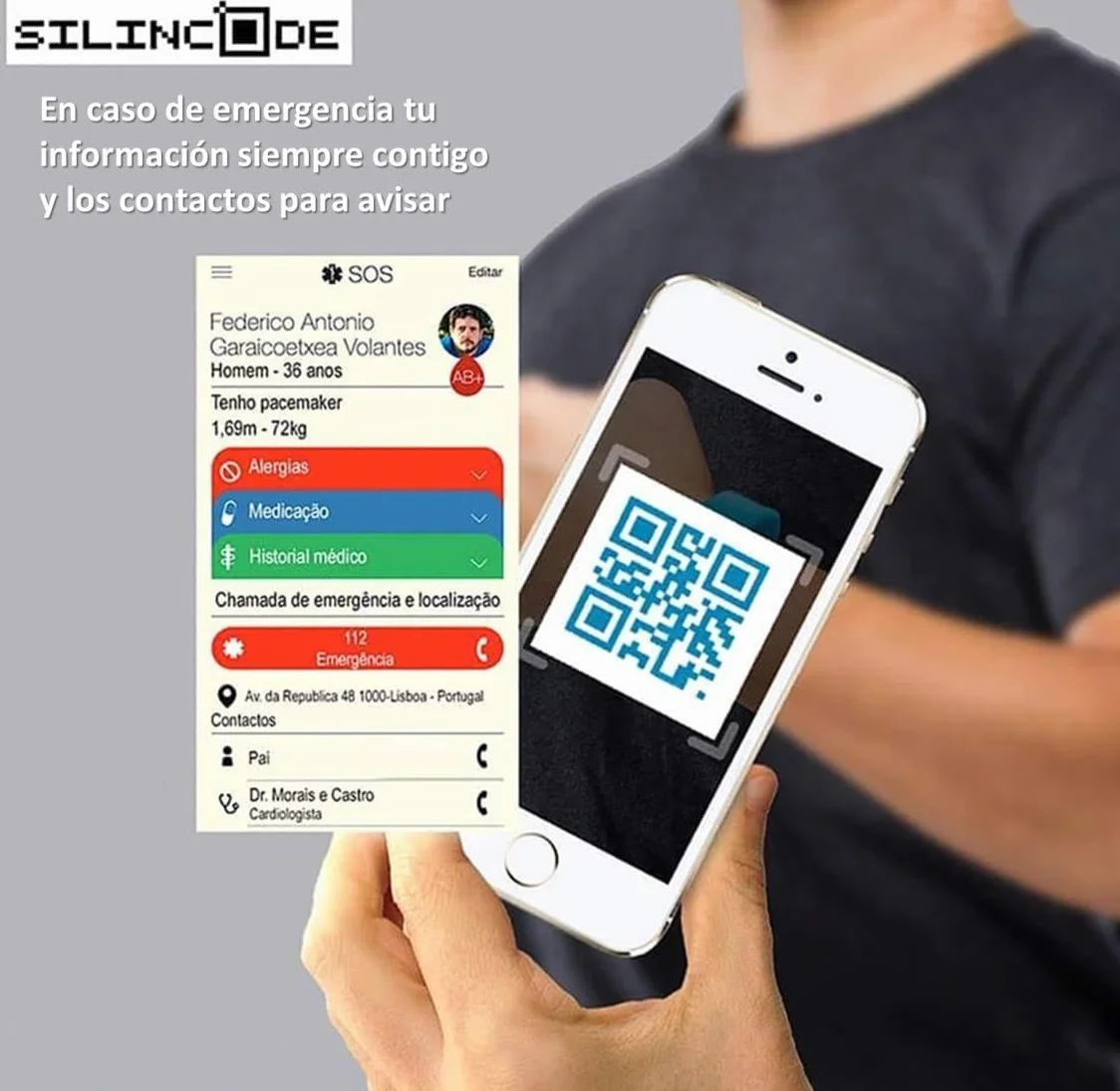 Pulsera Sport QR SOS Original Identificación Médica con Geolocalización