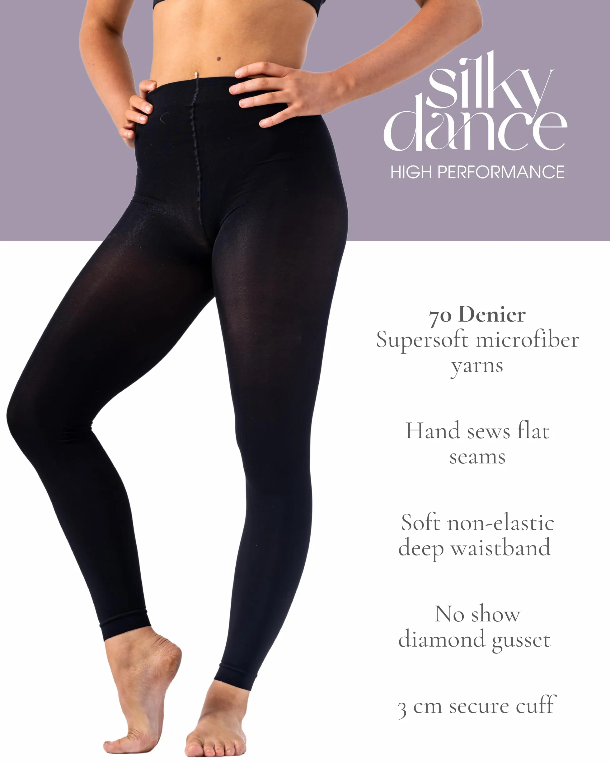 Medias de baile sin pies 70 denier negro marrón opaco mallas para mujeres niñas