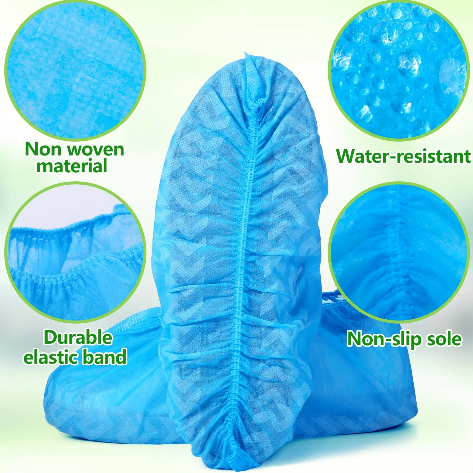 Leumoi 500 fundas desechables para zapatos de botas, antideslizantes, grandes, duraderas, no tejidas, para interiores, hogar, suelos y zapatos, talla única, color azul