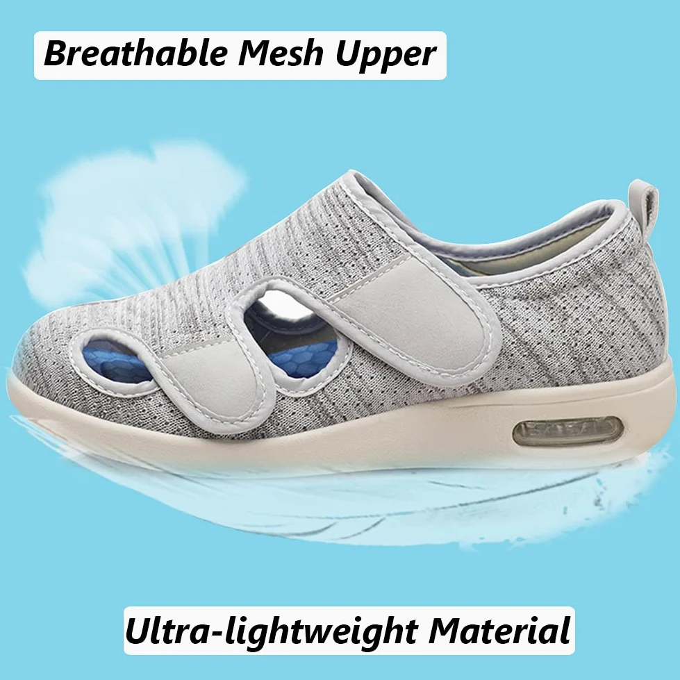 W&LESVAGO Zapatos para diabéticos para mujer, sandalias ligeras y cómodas con cojín de aire, zapatos para caminar para ancianos, pies hinchados para interiores y exteriores