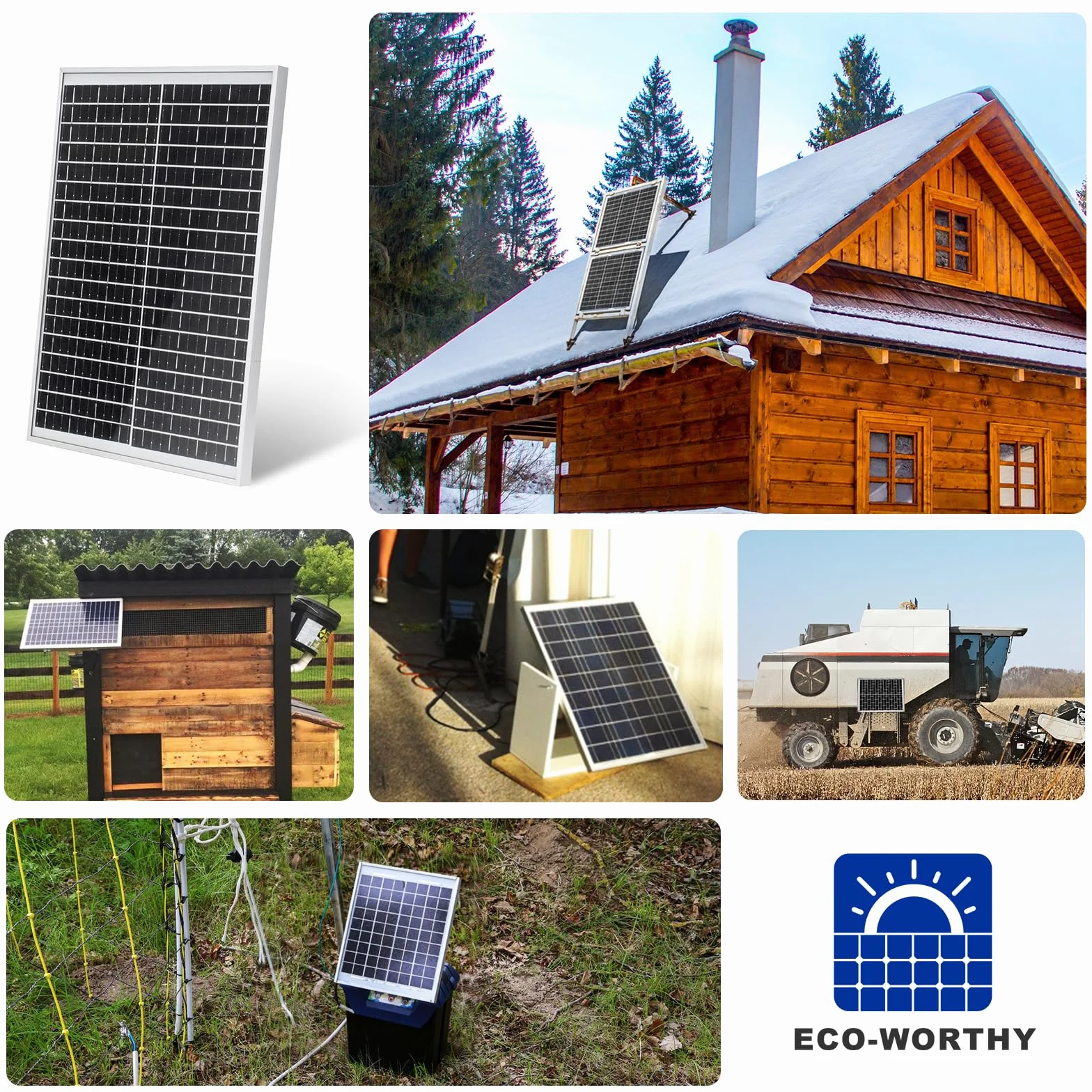 ECO-WORTHY Panel solar 25W 12V IP65 Módulo solar impermeable carga batería fuera de red
