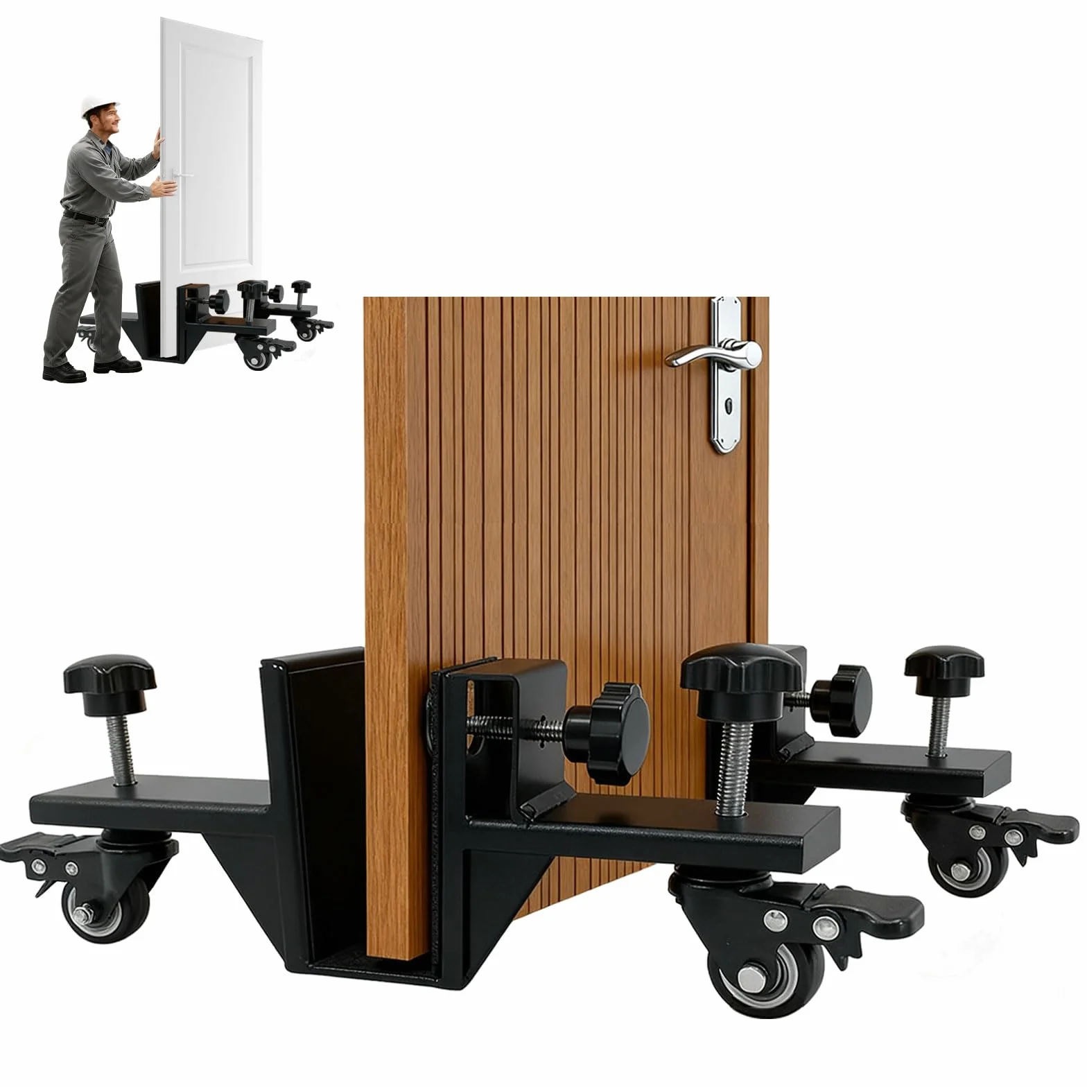 Carro elevador de puerta ajustable, capacidad de carga 80 kg, paquete de 2 unidades