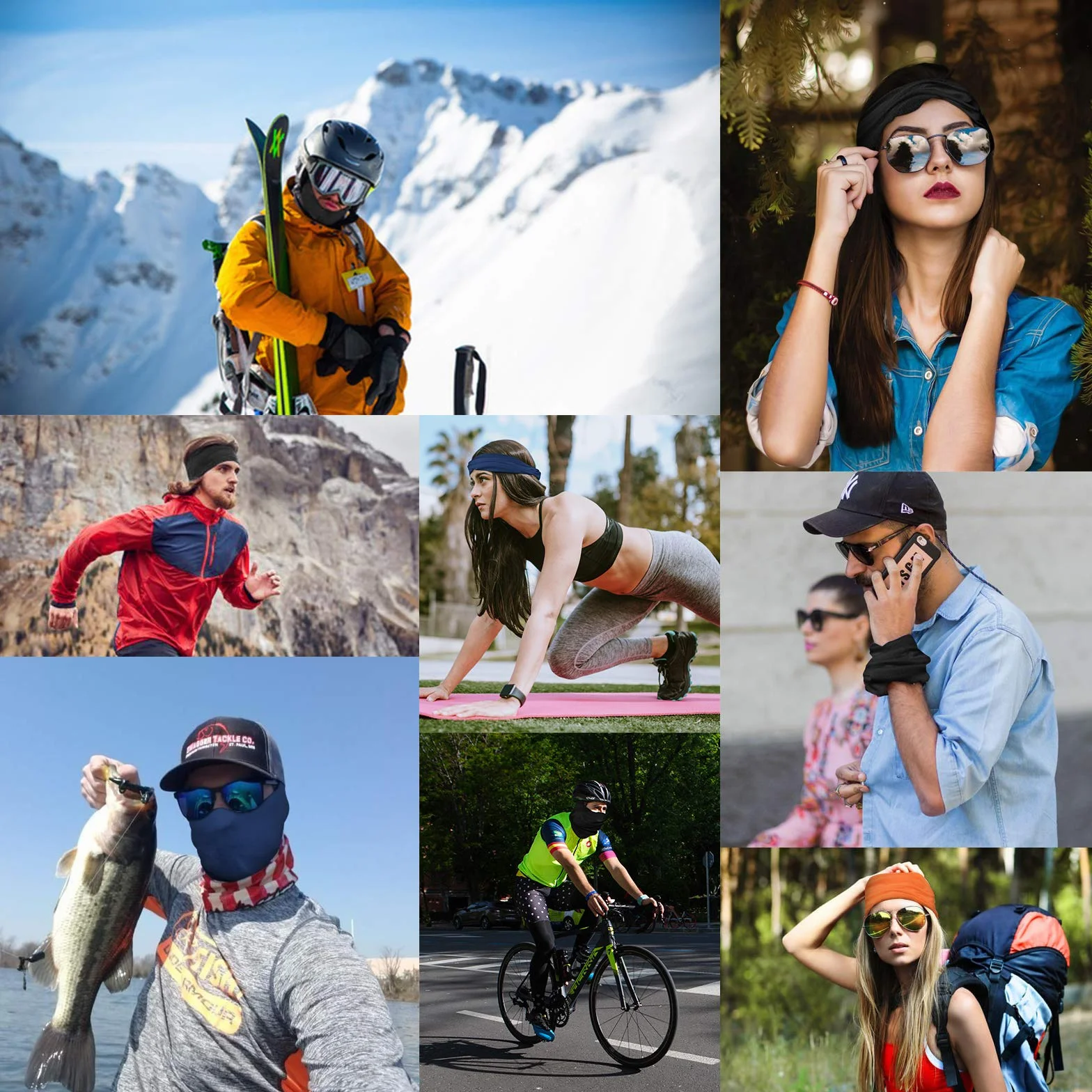 Flintronc Pañuelos Cabeza Elástica,6 Piezas Multifunción Bufand Bandana con 6 Colores, Resistente al Viento Transpirable, Protección UV Tubular Pañuelo para El Cuello para Ciclismo, Senderismo