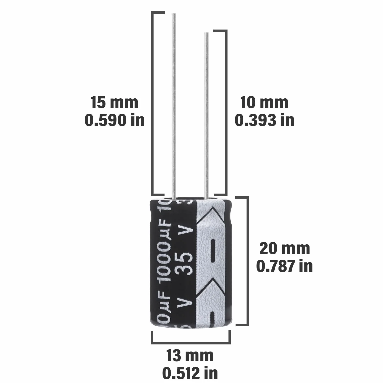 Condensadores Electroliticos 1000uF 35V 13x20MM Aluminio 105°C Paquete de 15 Piezas
