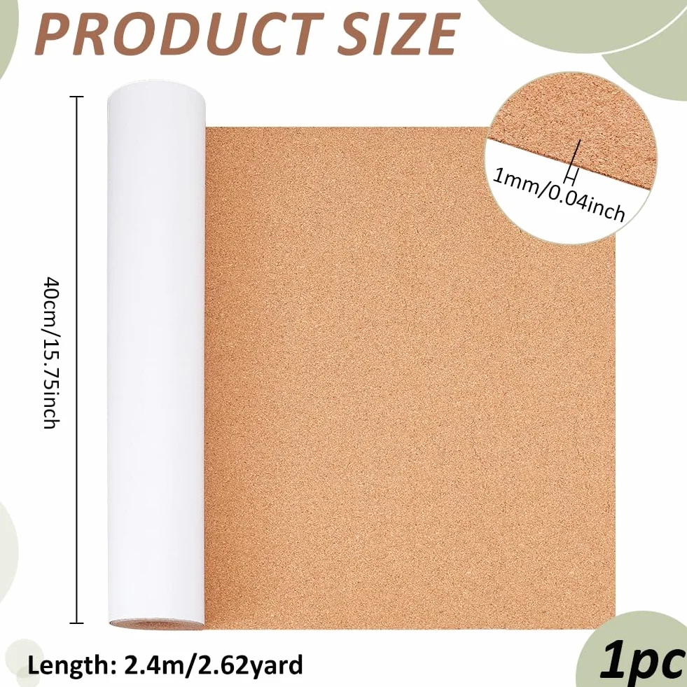 PH PandaHall Rollo de corcho autoadhesivo 1 mm 40 cm x 2,4 m para estanterías