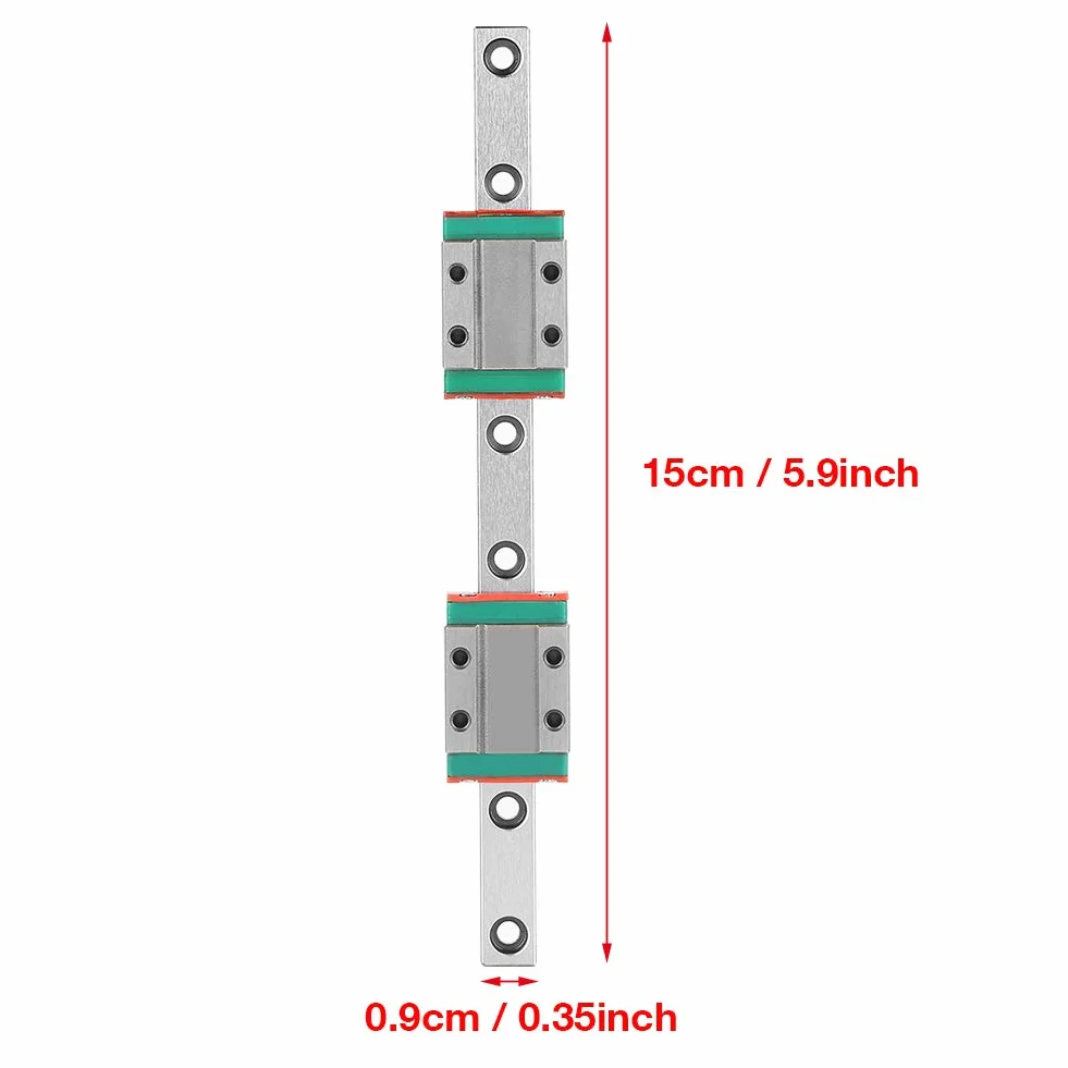 Carril guía lineal MGN9B 150 mm 9 mm con 2 piezas Bloque MGN9B