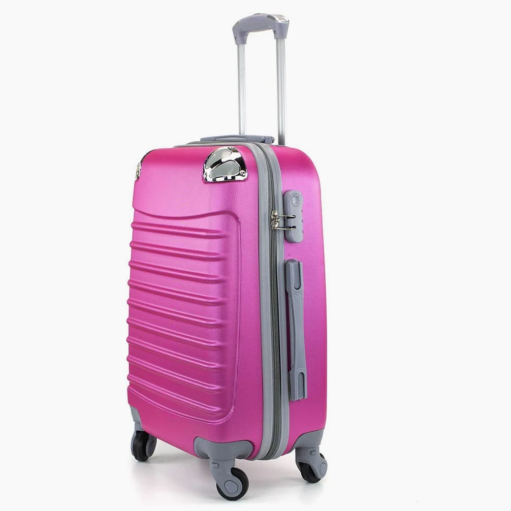 Desconocido Maleta de Cabina 20x35x55cm con Esquinas Plateadas (Fucsia)