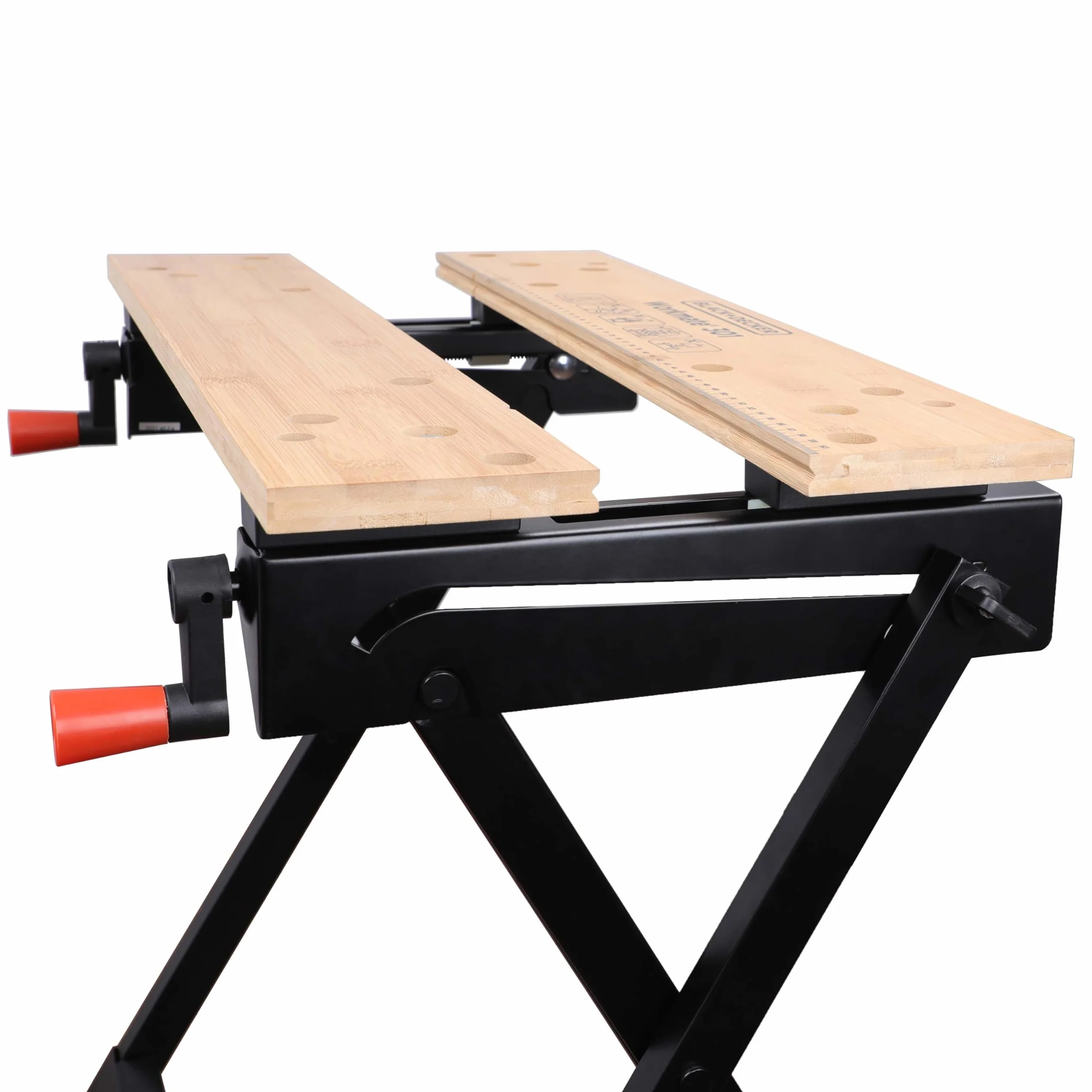 BLACK+DECKER WORKMATE WM301-XJ Banco de Trabajo Plegable, Doble Manivela, Patas Antideslizantes, Bambú y Acero, Negro