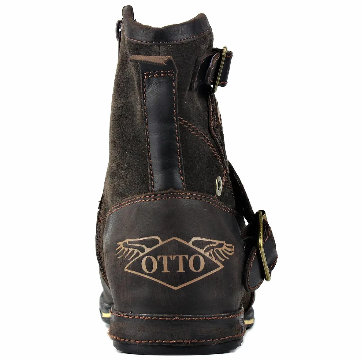 OSSTONE Botas para Moto Botines Hombre de Invierno Piel Zapatos Negras Vestir Nieve Piel Forradas Calientes Planas Combate Militares Cremallera Boots OS-5008-1-N